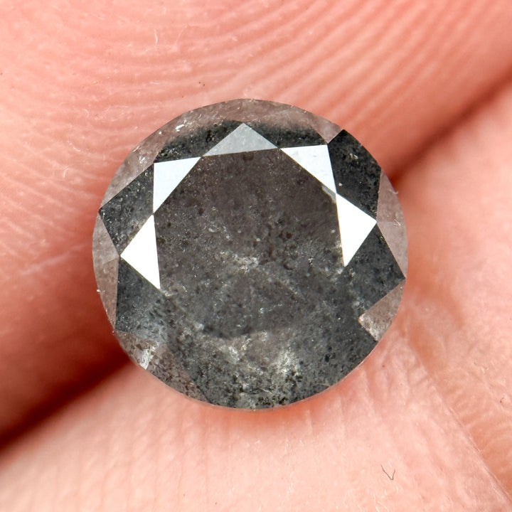 1.28 Ct Round Brilliant Cut Grey Natural Minimalist Diamond