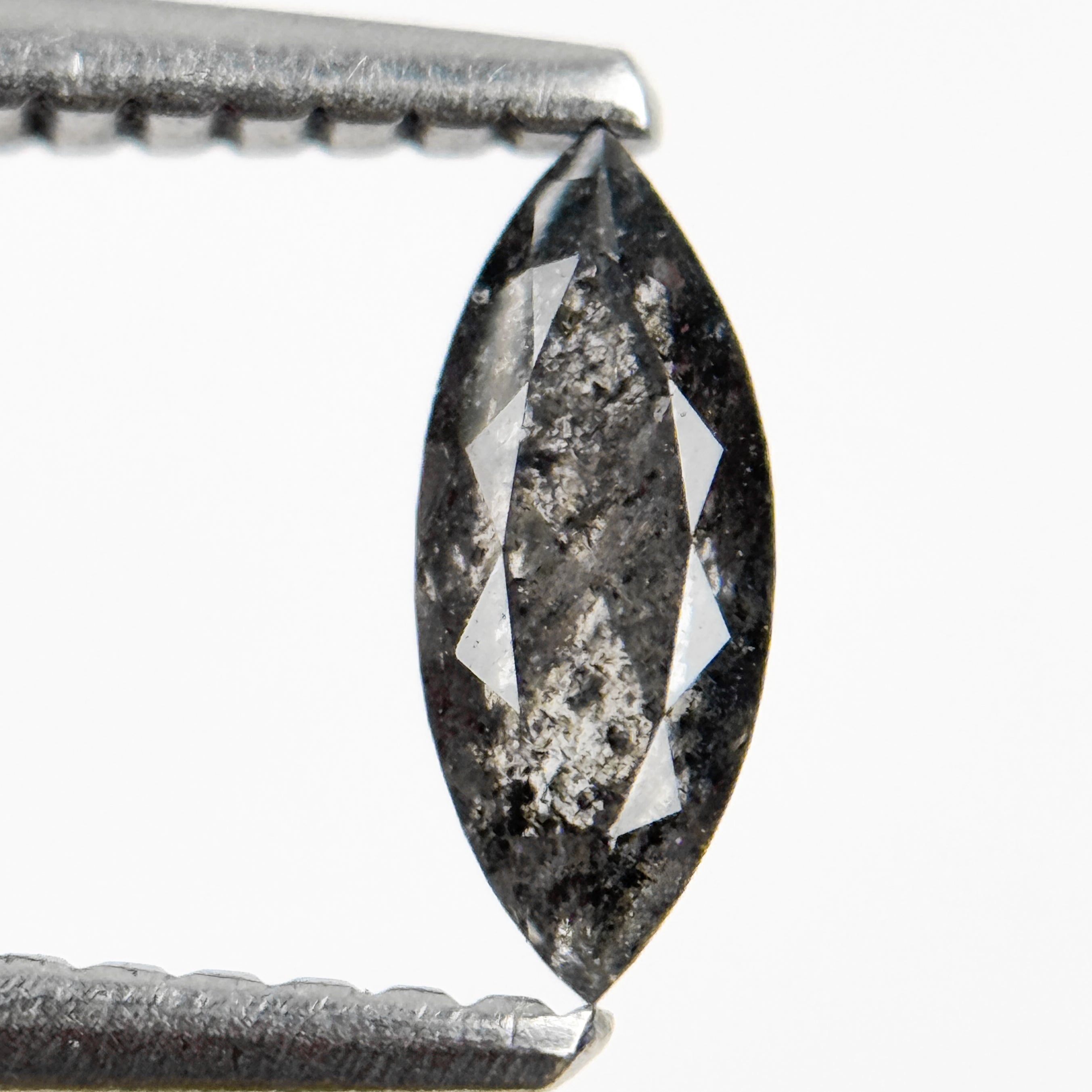 0.41 Ct Marquise Rose Cut Grey Natural Salt and Pepper Diamond
