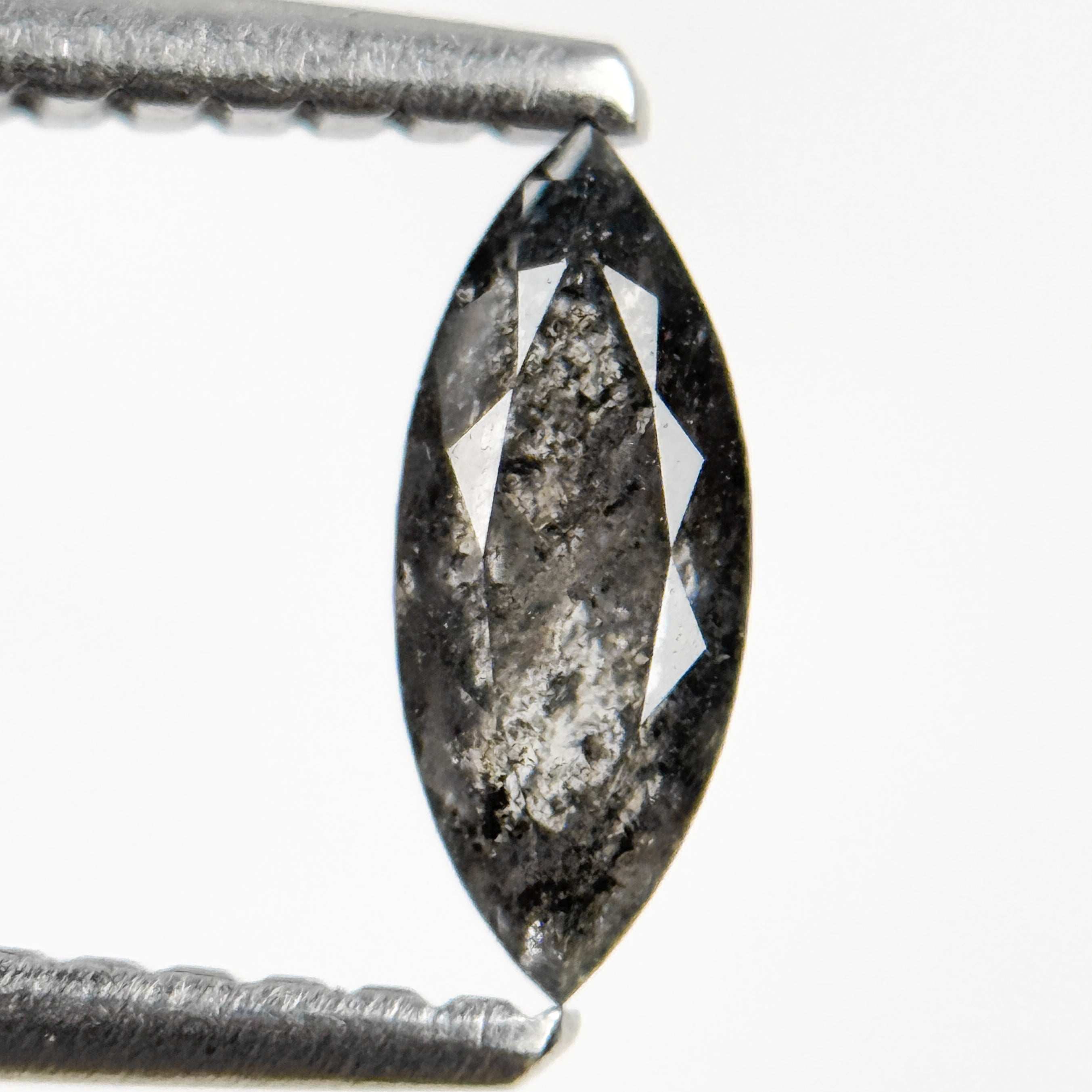 0.41 Ct Marquise Rose Cut Grey Natural Salt and Pepper Diamond