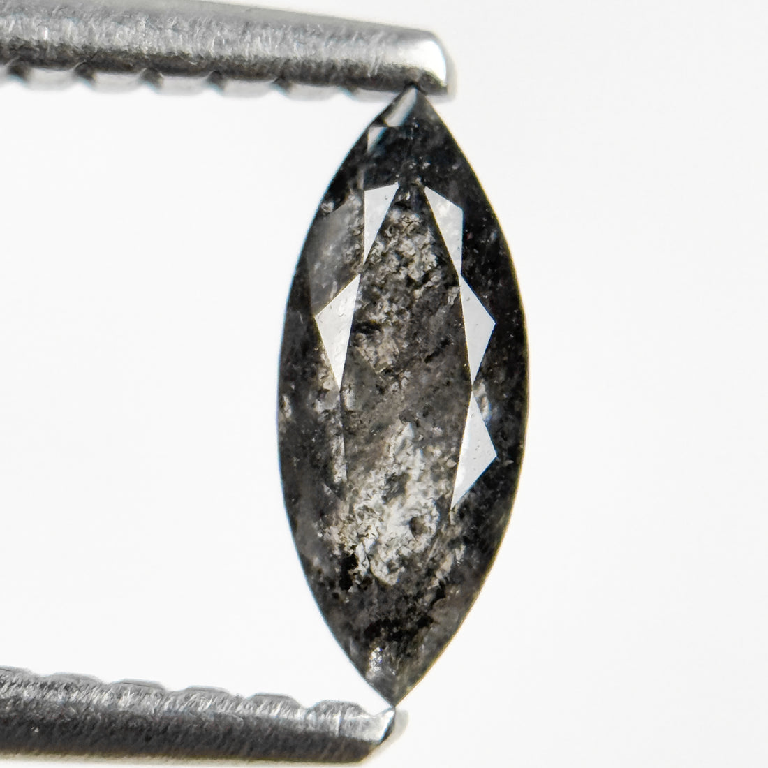 0.41 Ct Marquise Rose Cut Grey Natural Salt and Pepper Diamond