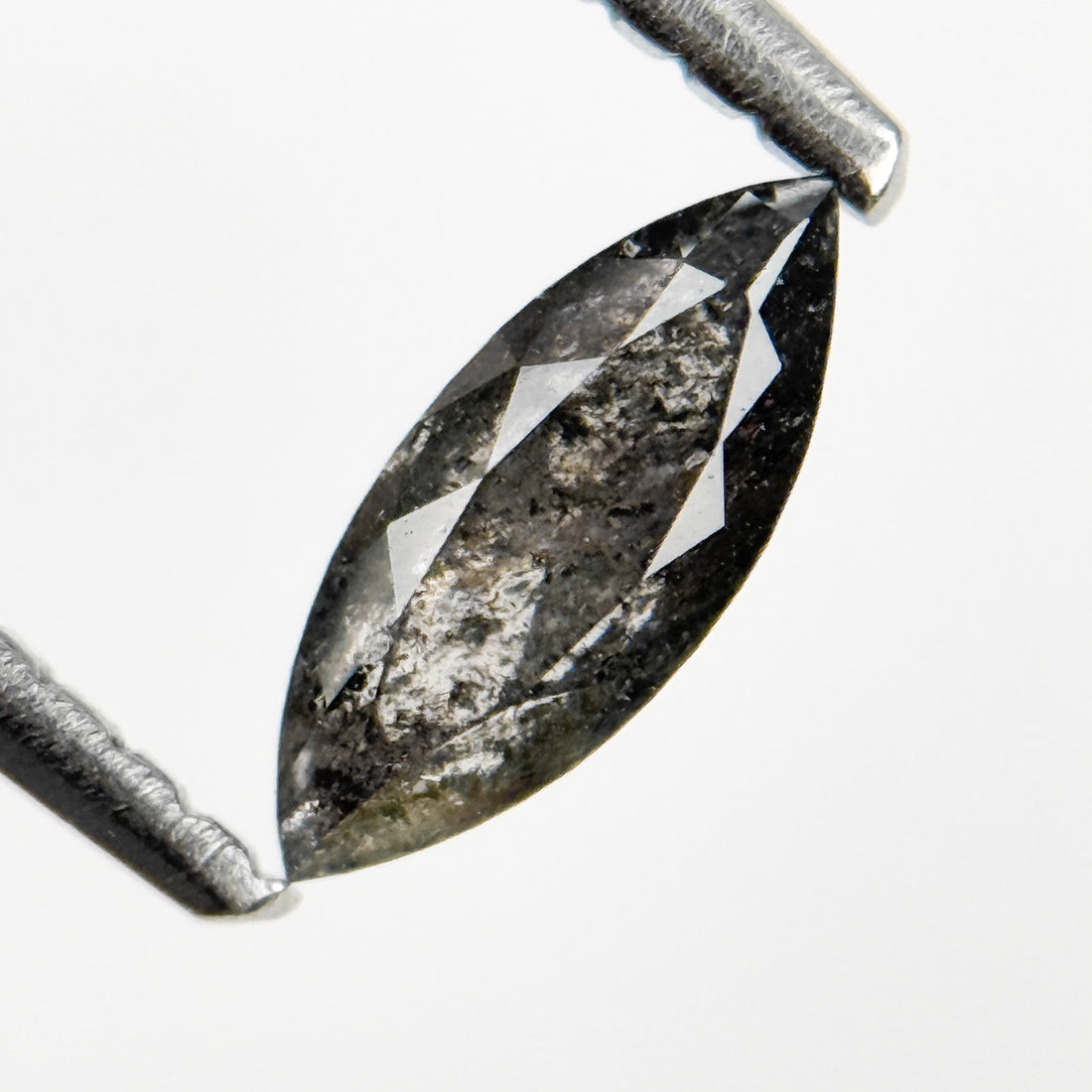 0.41 Ct Marquise Rose Cut Grey Natural Salt and Pepper Diamond