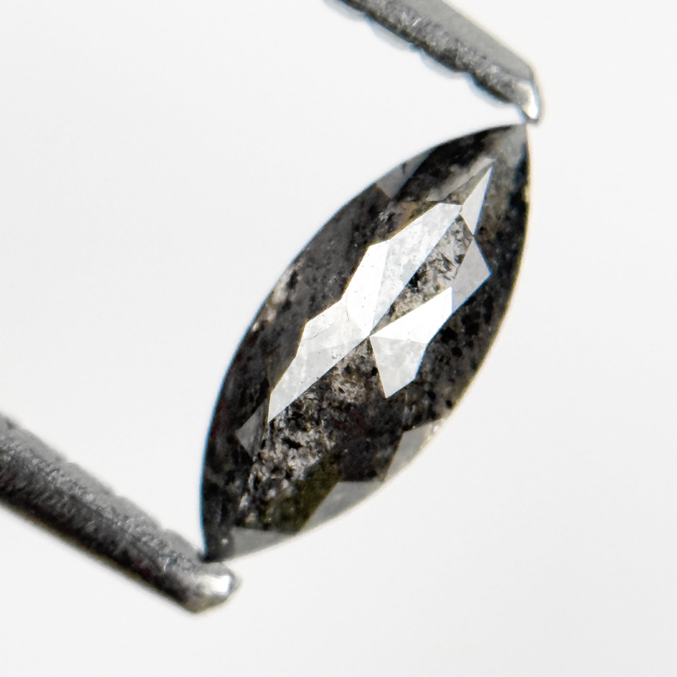 0.41 Ct Marquise Rose Cut Grey Natural Salt and Pepper Diamond