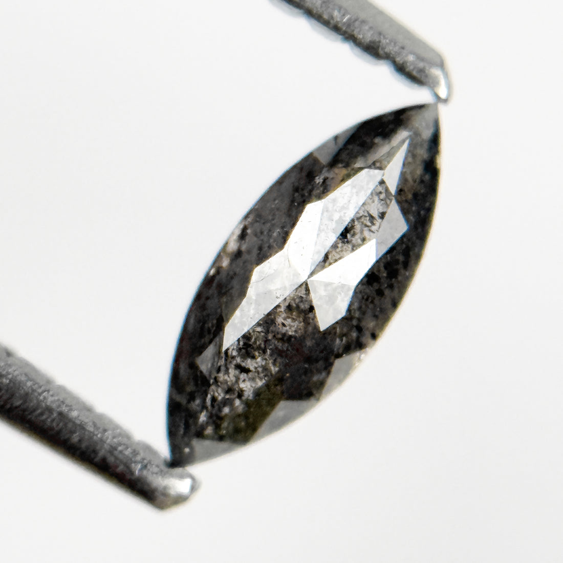 0.41 Ct Marquise Rose Cut Grey Natural Salt and Pepper Diamond