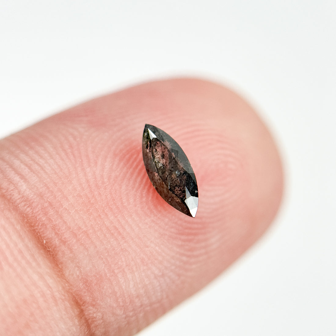 0.41 Ct Marquise Rose Cut Grey Natural Salt and Pepper Diamond