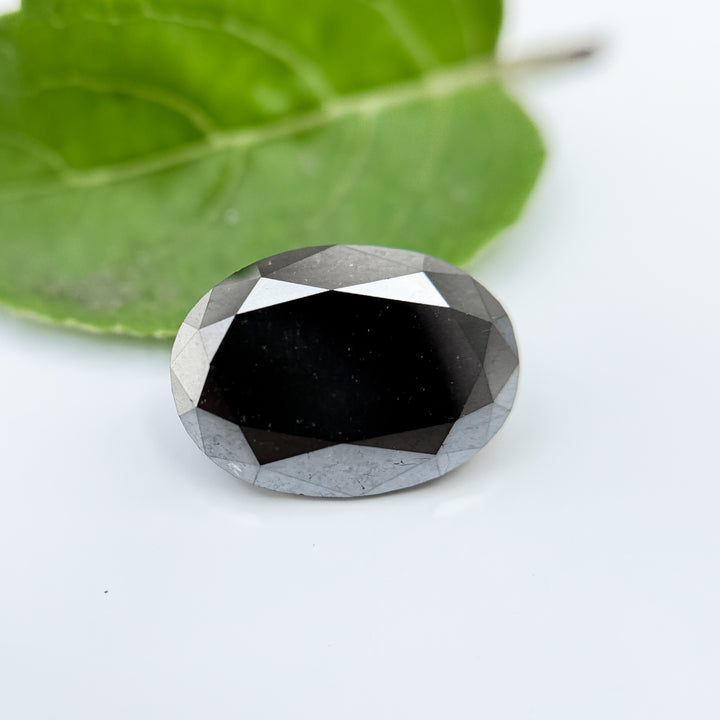 2.97 Ct Oval Rose Cut Black Natural Salt and Pepper Diamond