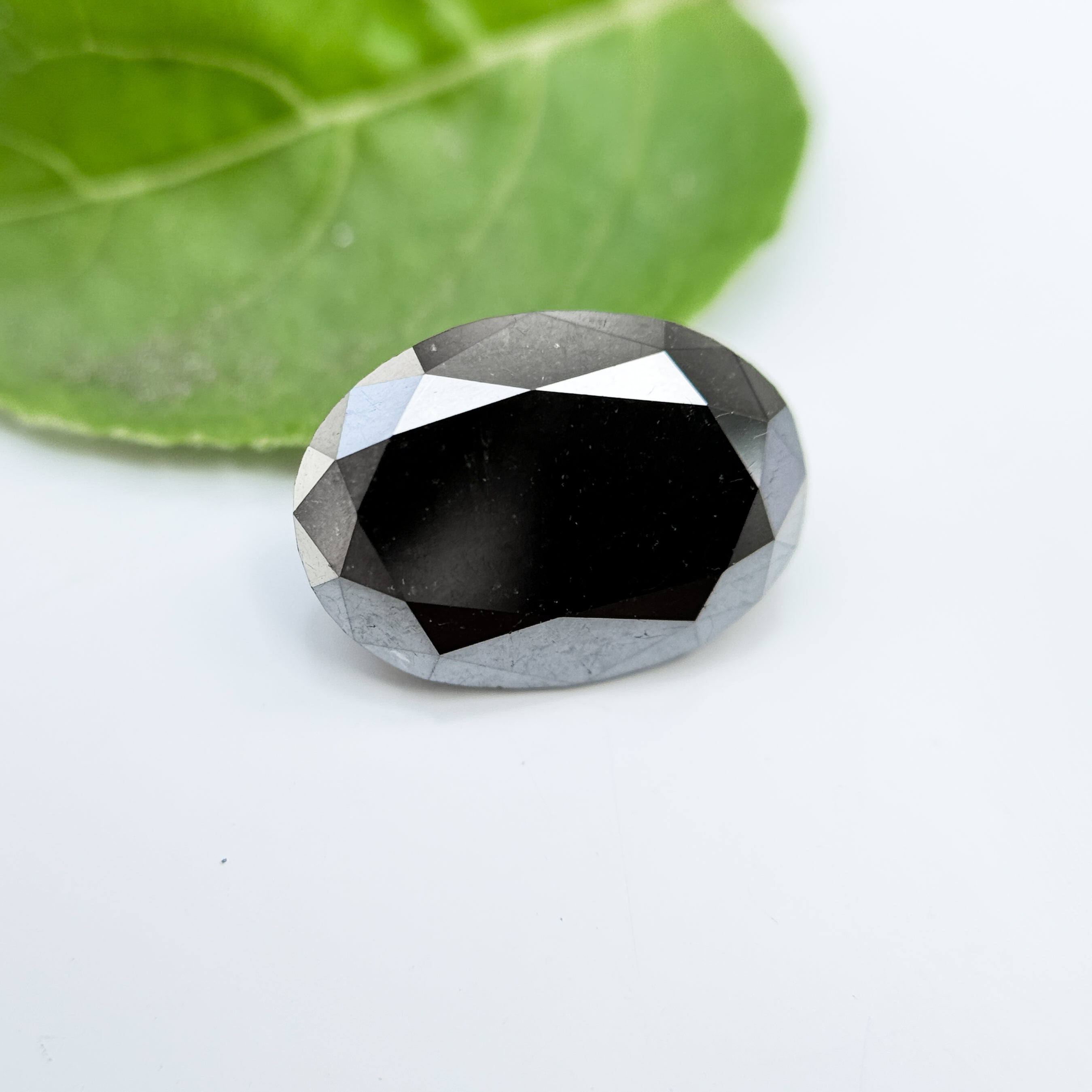 2.97 Ct Oval Rose Cut Black Natural Salt and Pepper Diamond