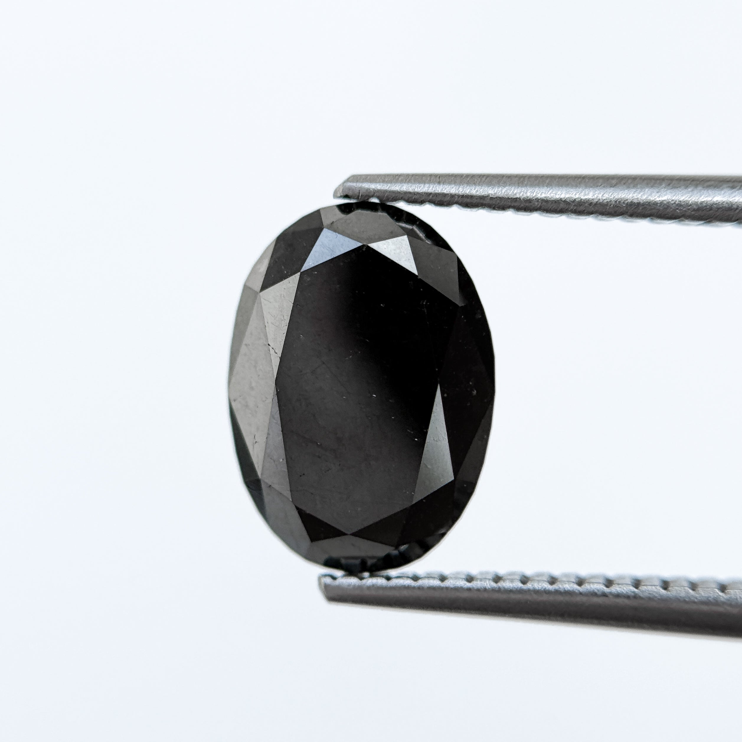 2.97 Ct Oval Rose Cut Black Natural Salt and Pepper Diamond