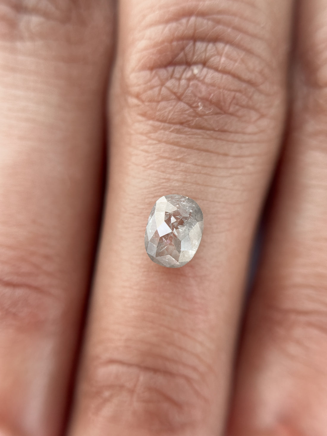 0.85 Ct Oval Rose Cut Grey Natural Salt and Pepper Diamond