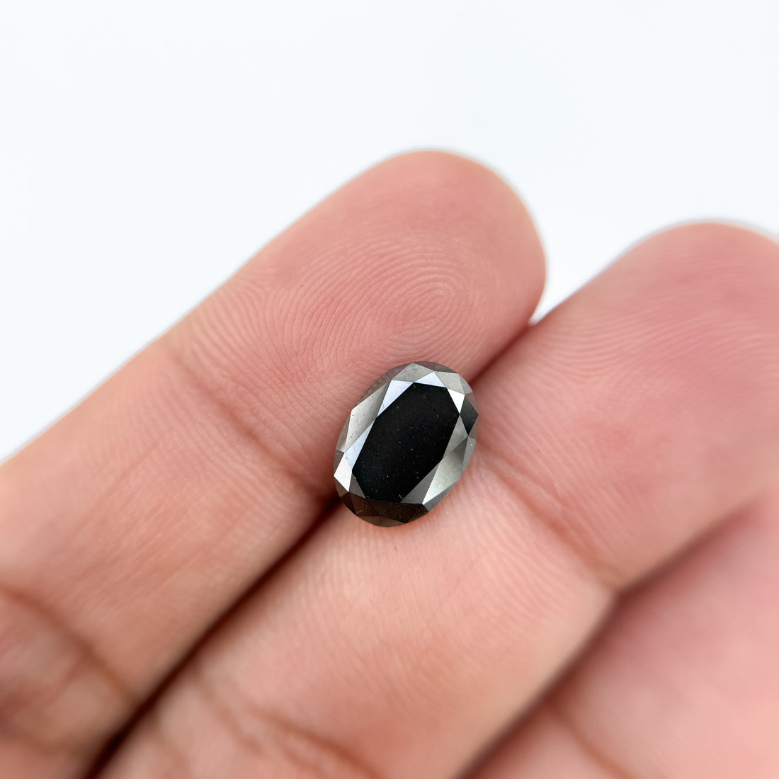 2.97 Ct Oval Rose Cut Black Natural Salt and Pepper Diamond