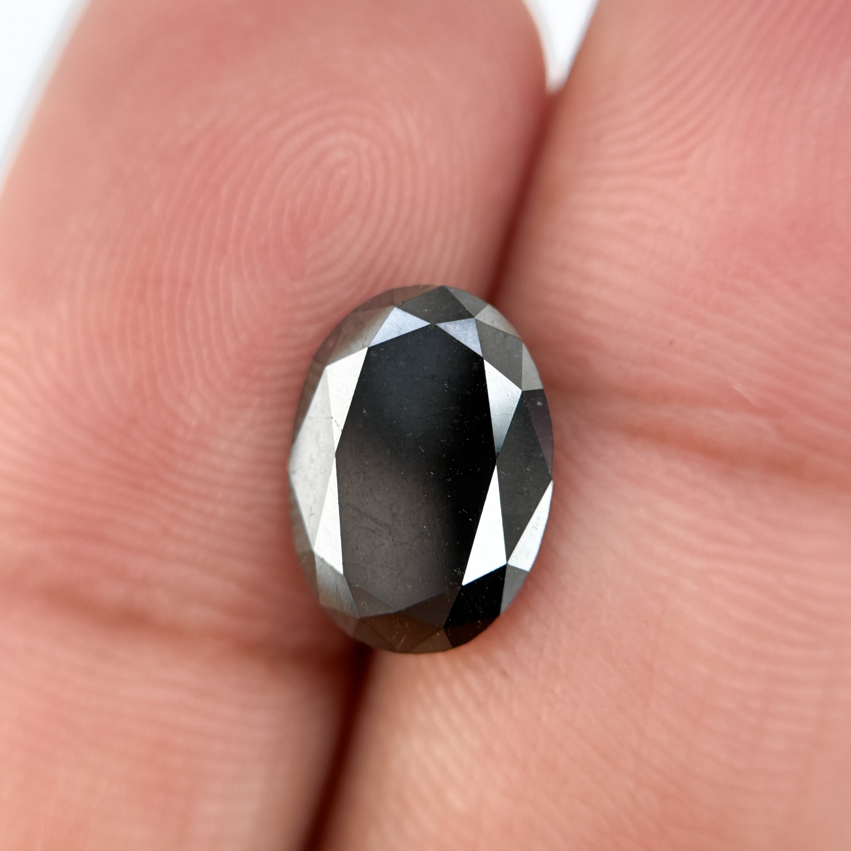 2.97 Ct Oval Rose Cut Black Natural Salt and Pepper Diamond