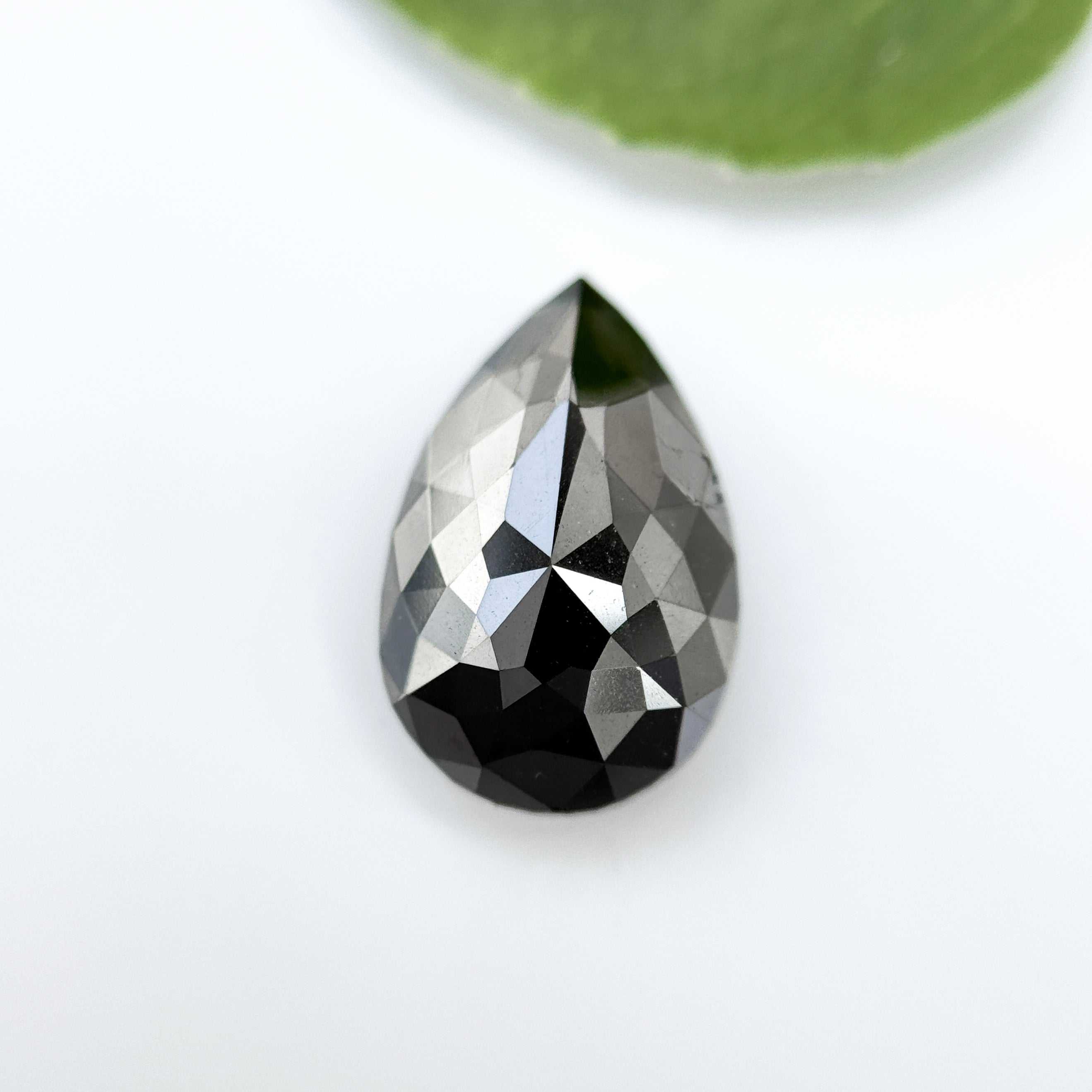 3.33 Ct Pear Rose Cut Black Natural Salt and Pepper Diamond