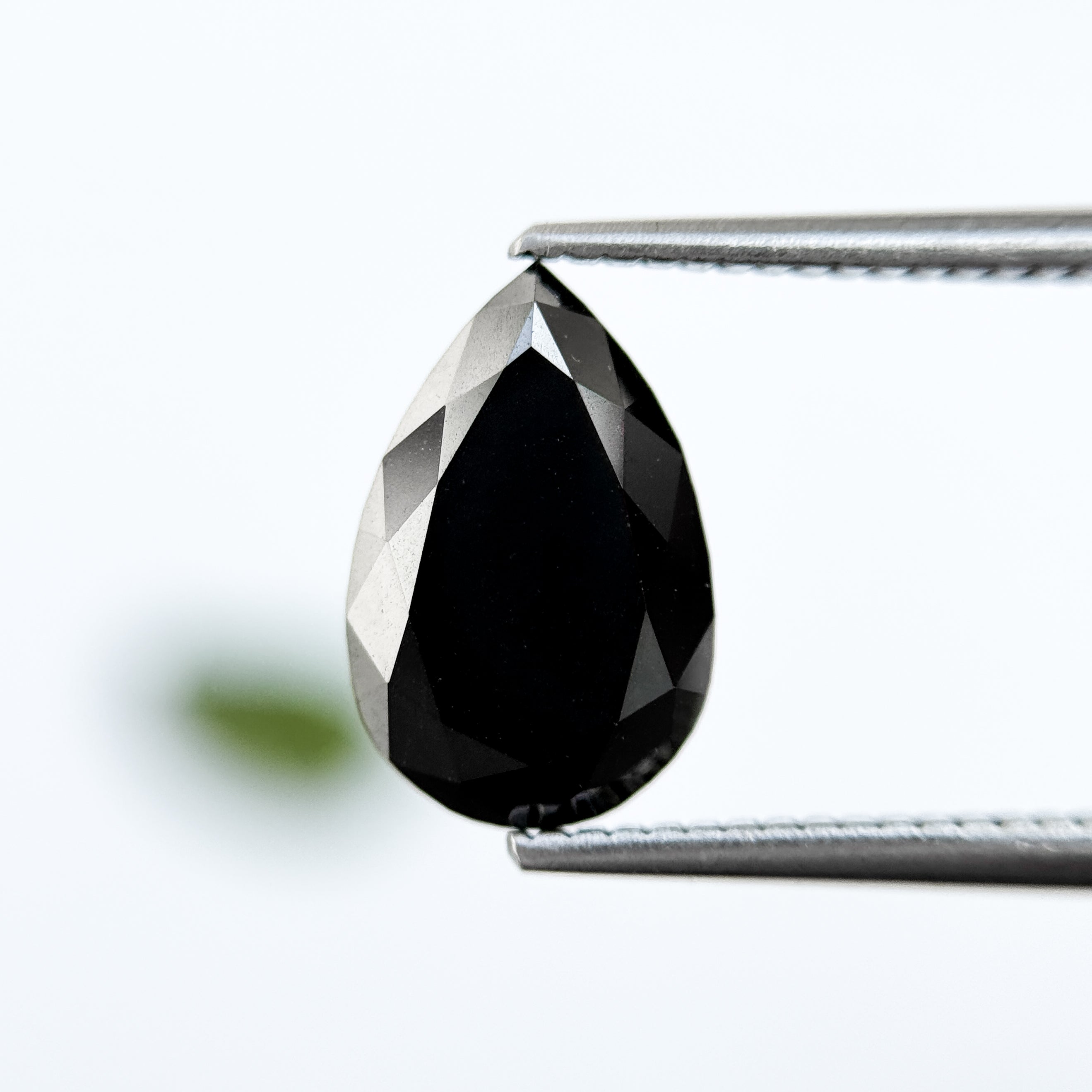 3.35 Ct Pear Rose Cut Black Natural Loose Diamond