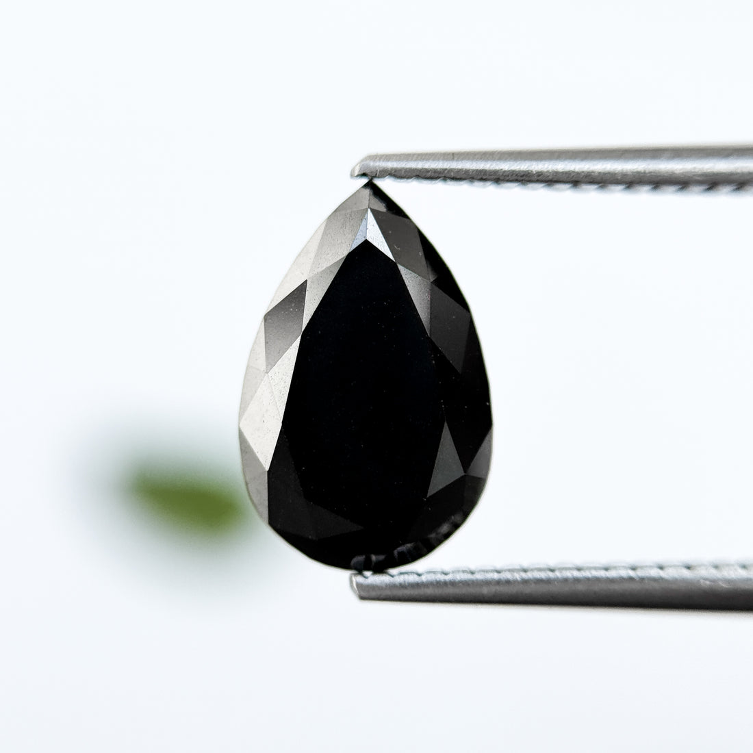 3.35 Ct Pear Rose Cut Black Natural Loose Diamond