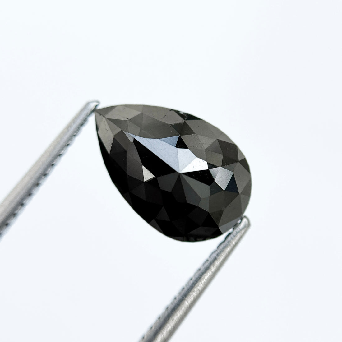 3.33 Ct Pear Rose Cut Black Natural Salt and Pepper Diamond