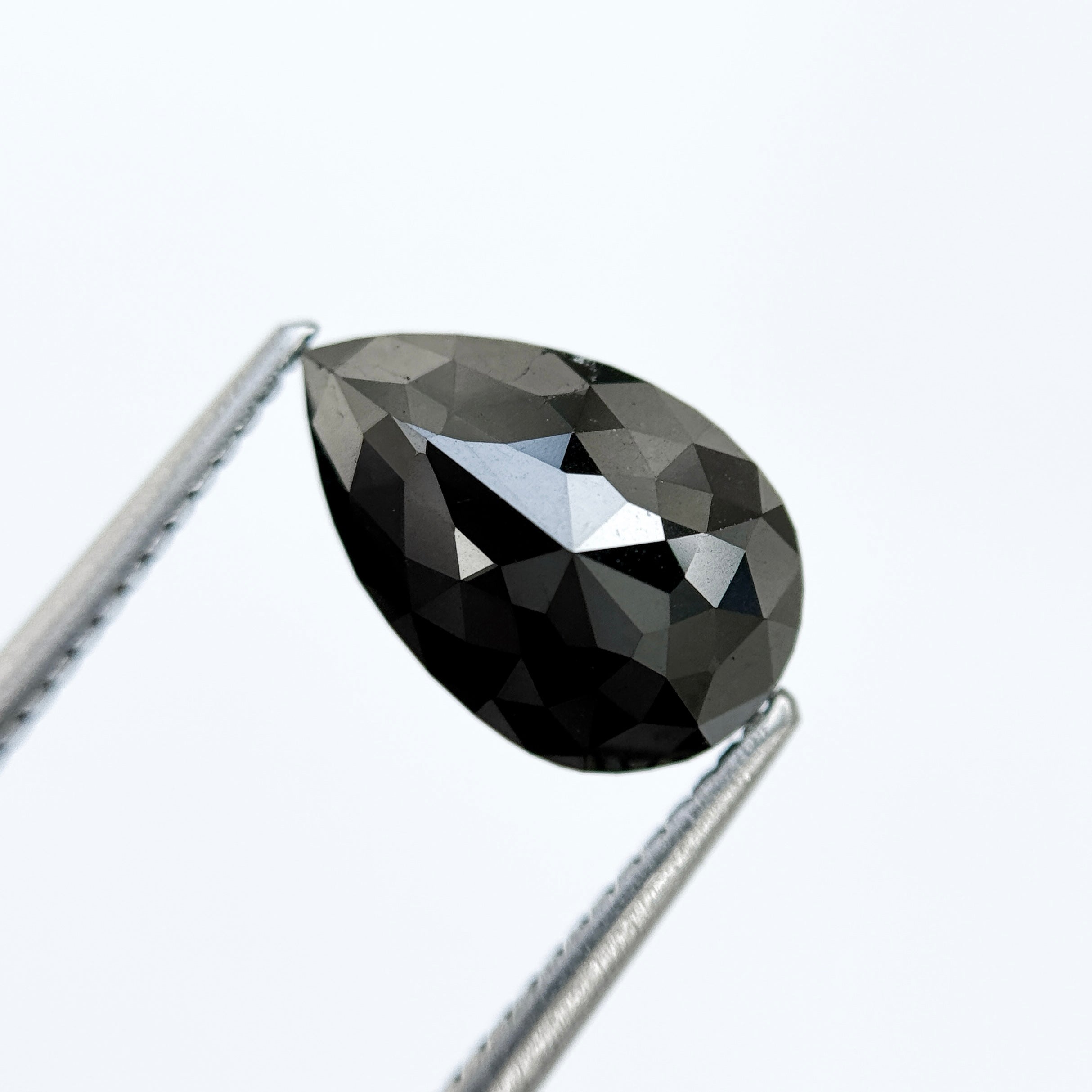 3.35 Ct Pear Rose Cut Black Natural Loose Diamond