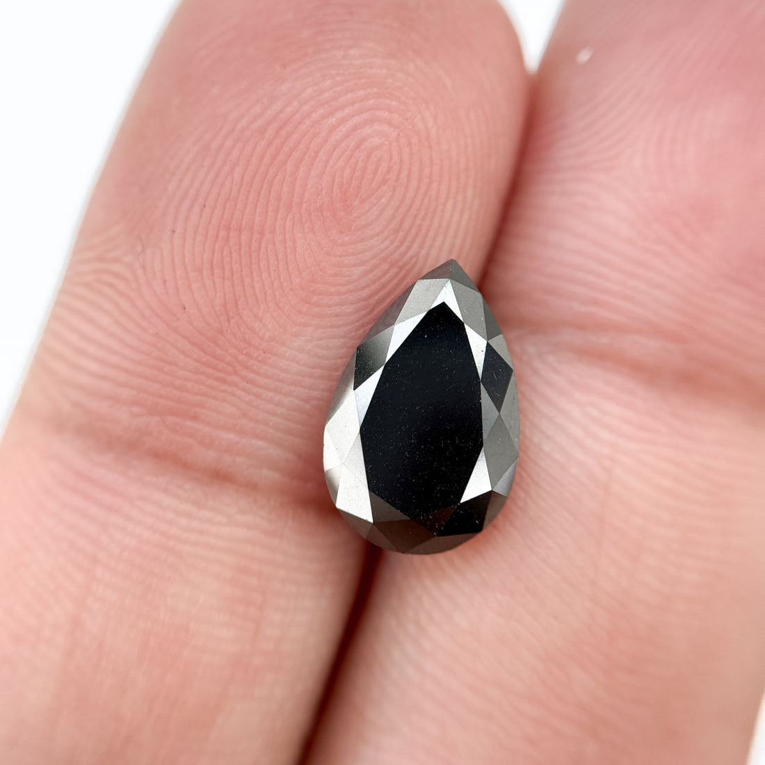 3.33 Ct Pear Rose Cut Black Natural Salt and Pepper Diamond