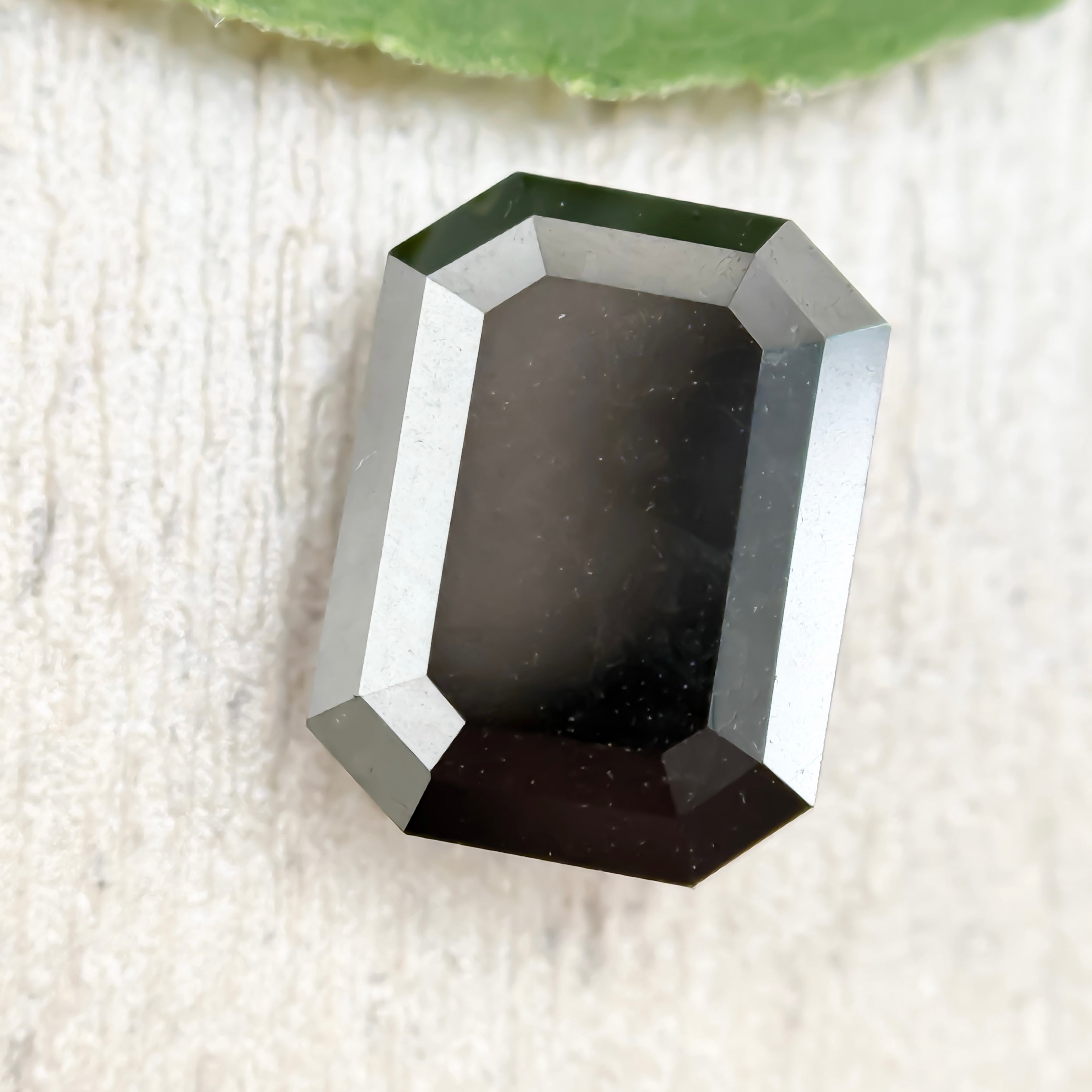 2.0 Ct Emerald Rose Cut Black Natural Salt and Pepper Diamond