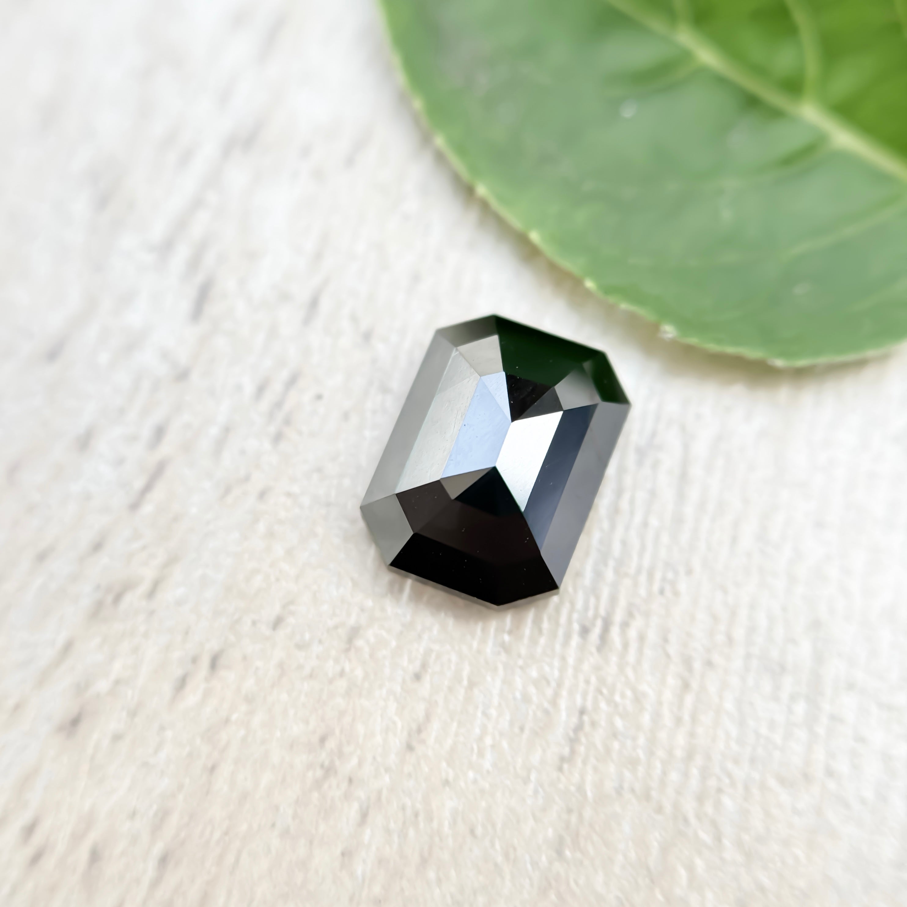 2.0 Ct Emerald Rose Cut Black Natural Salt and Pepper Diamond