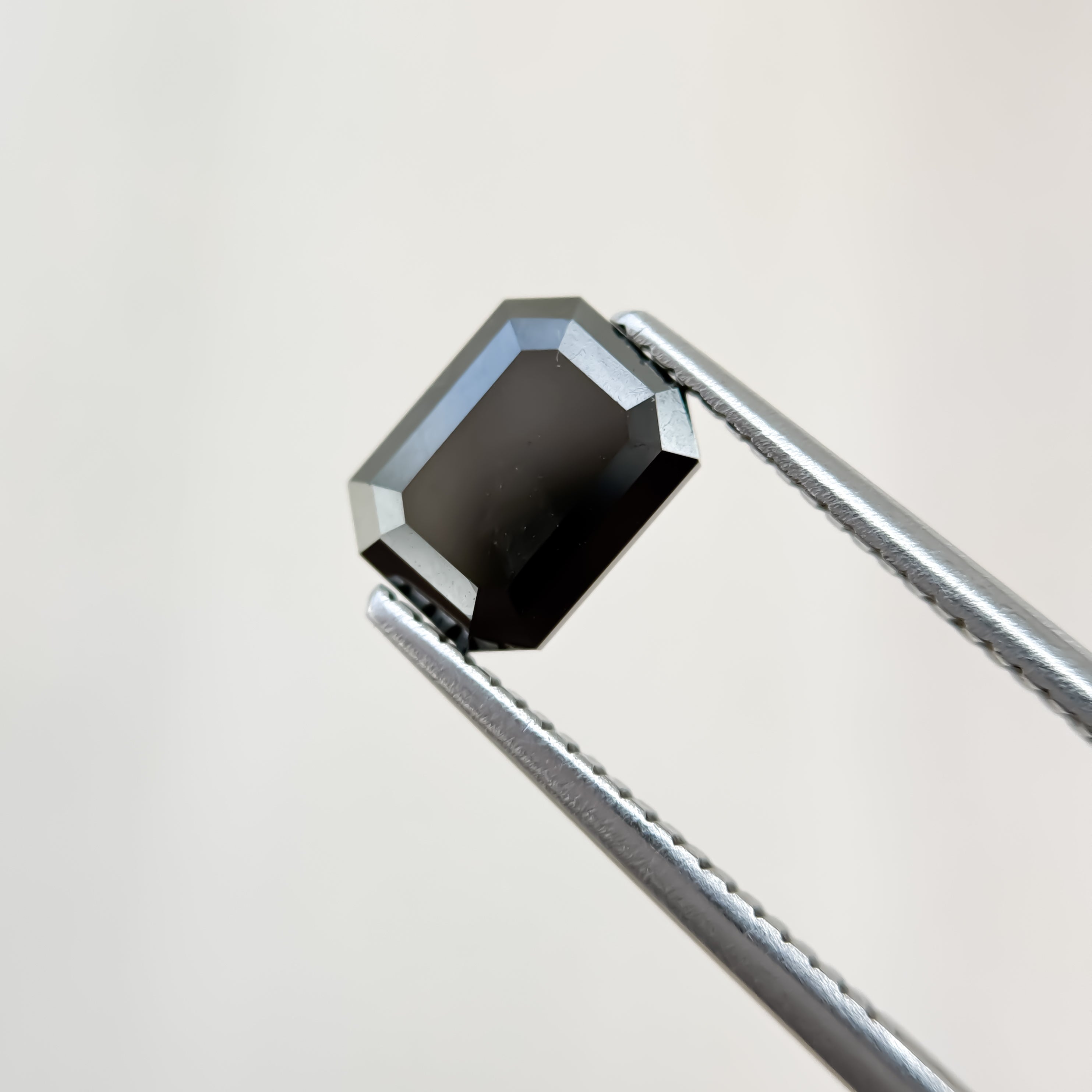 2.0 Ct Emerald Rose Cut Black Natural Salt and Pepper Diamond