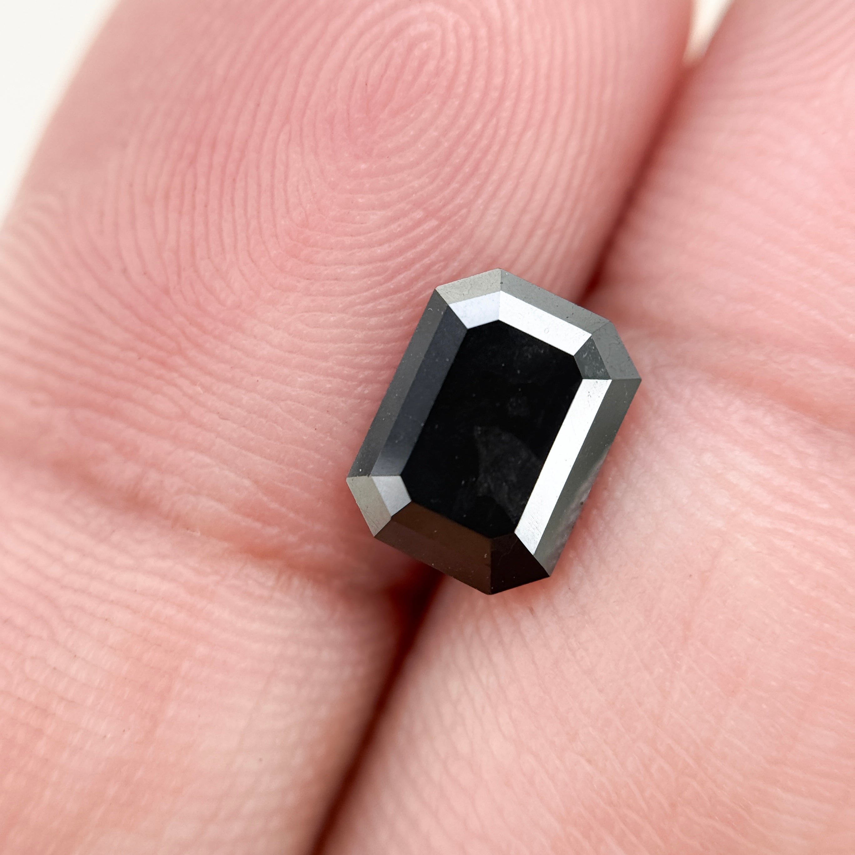 2.0 Ct Emerald Rose Cut Black Natural Salt and Pepper Diamond