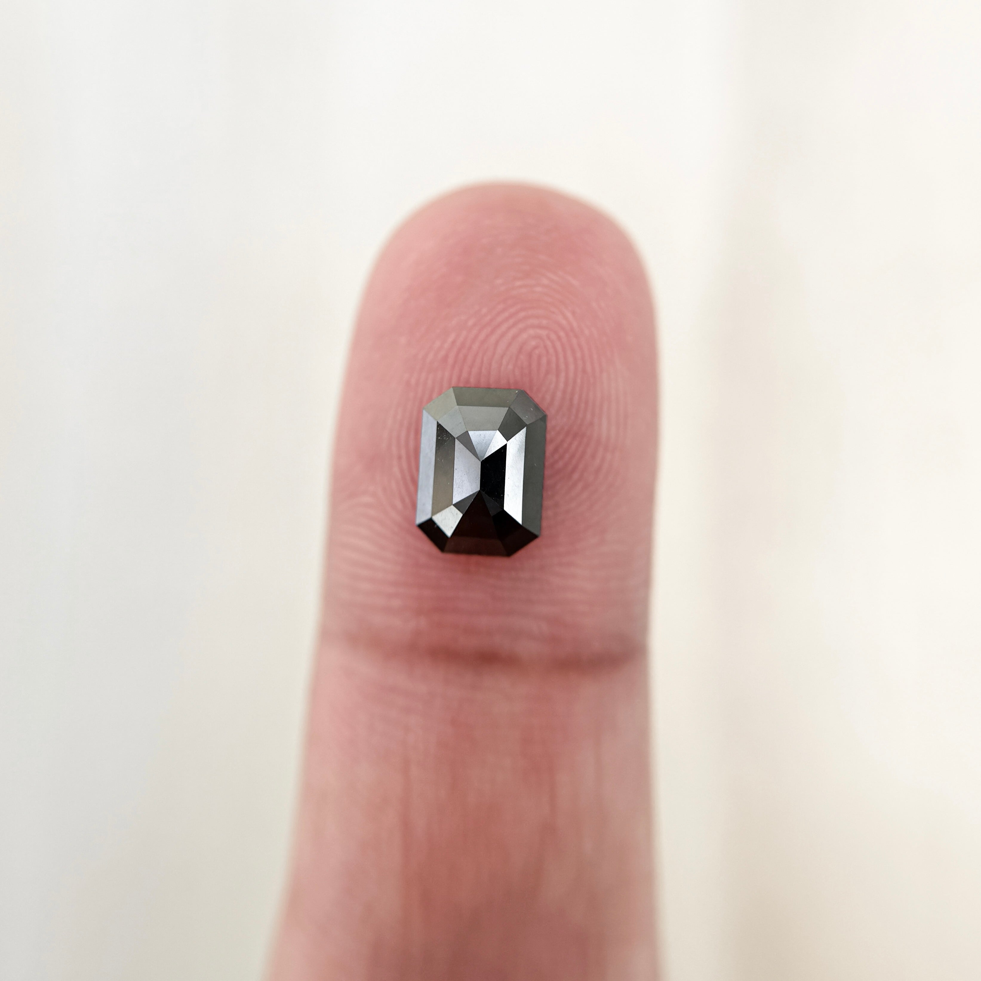 2.0 Ct Emerald Rose Cut Black Natural Salt and Pepper Diamond