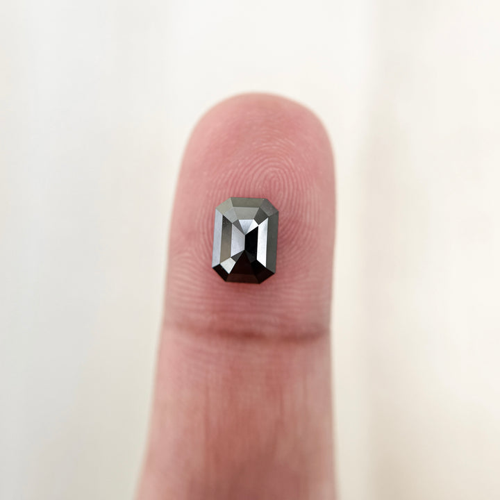 2.0 Ct Emerald Rose Cut Black Natural Salt and Pepper Diamond