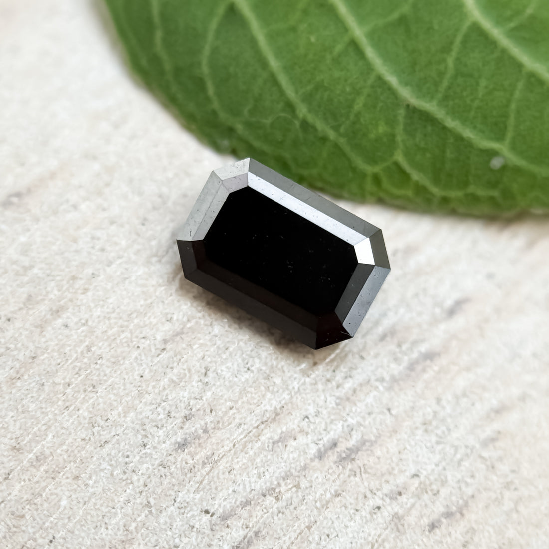 0.61 Ct Emerald Rose Cut Black Natural Salt and Pepper Diamond