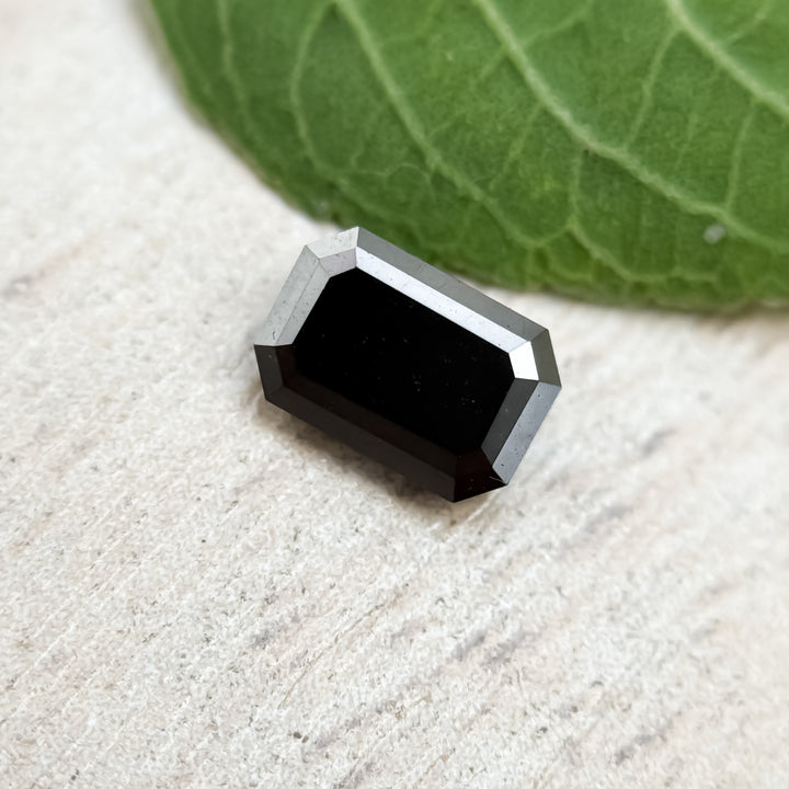 0.61 Ct Emerald Rose Cut Black Natural Salt and Pepper Diamond