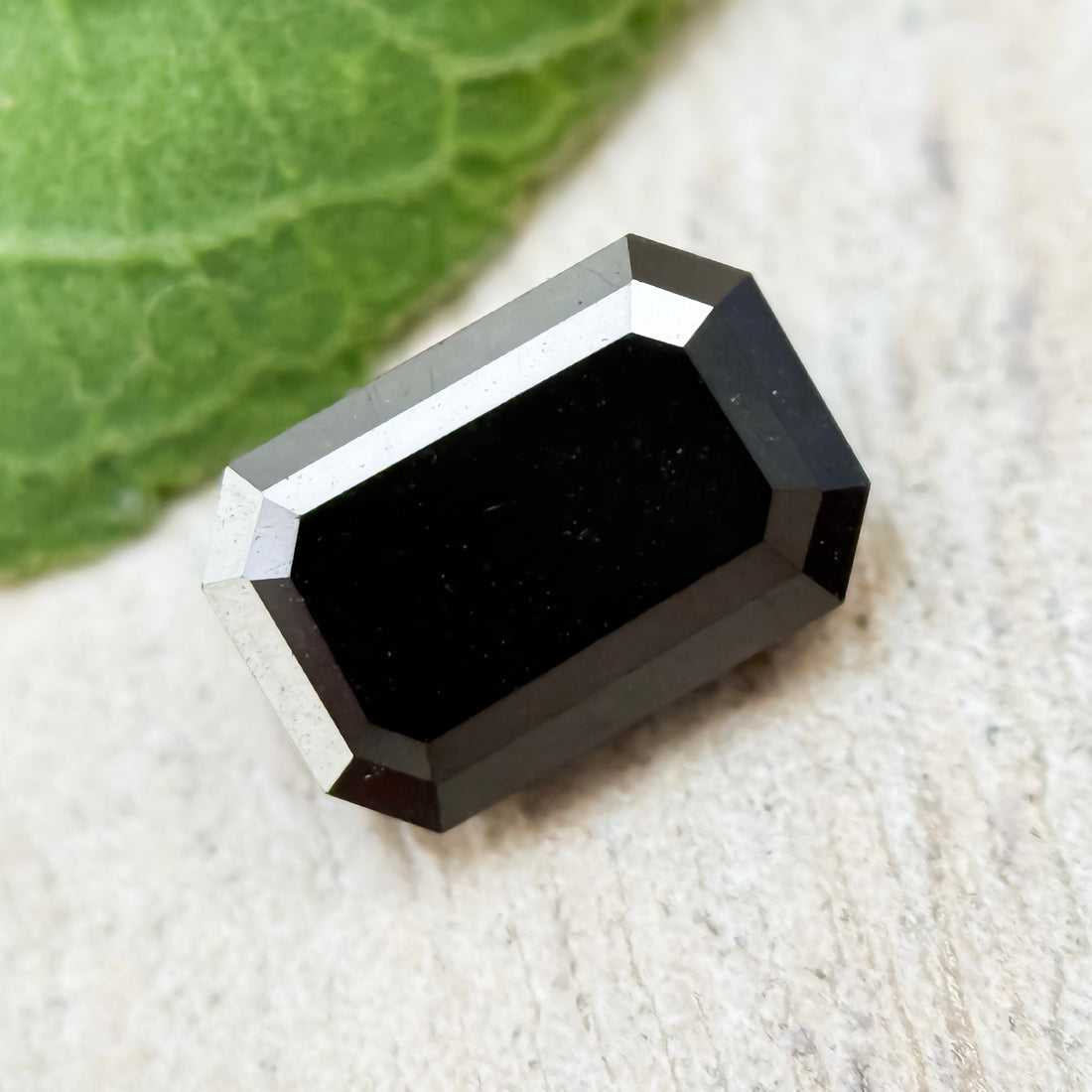 0.61 Ct Emerald Rose Cut Black Natural Salt and Pepper Diamond