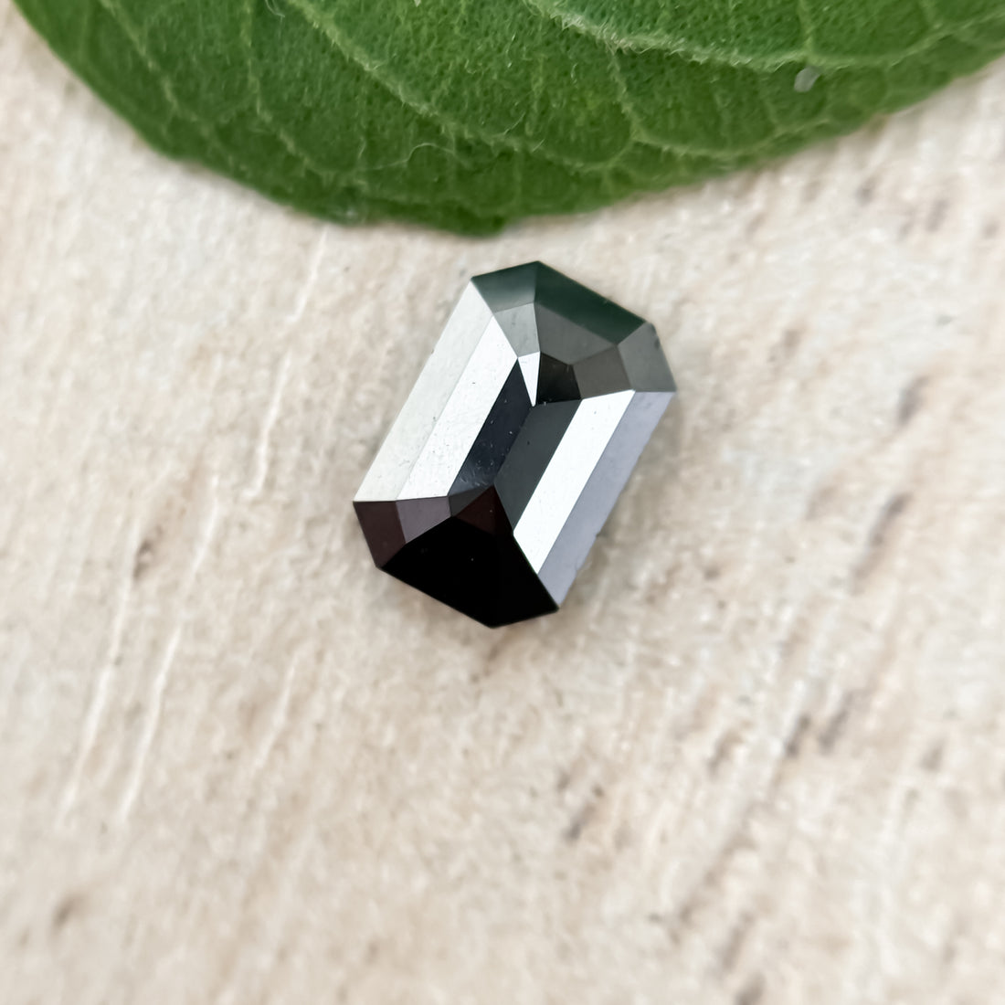 0.61 Ct Emerald Rose Cut Black Natural Salt and Pepper Diamond