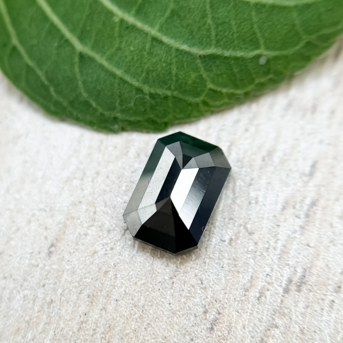 0.61 Ct Emerald Rose Cut Black Natural Salt and Pepper Diamond