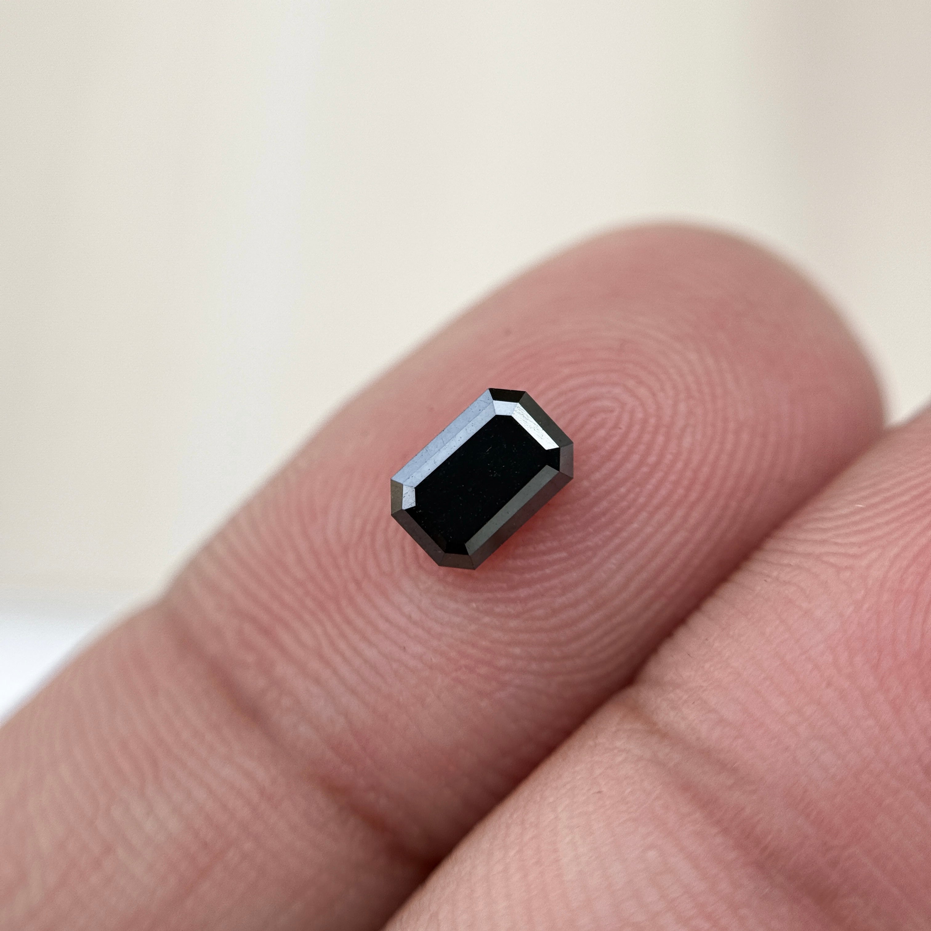 0.61 Ct Emerald Rose Cut Black Natural Salt and Pepper Diamond