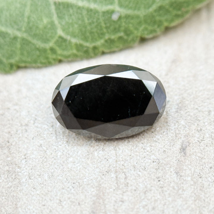 1 Ct Oval Rose Cut Black Natural Minimalist Diamond