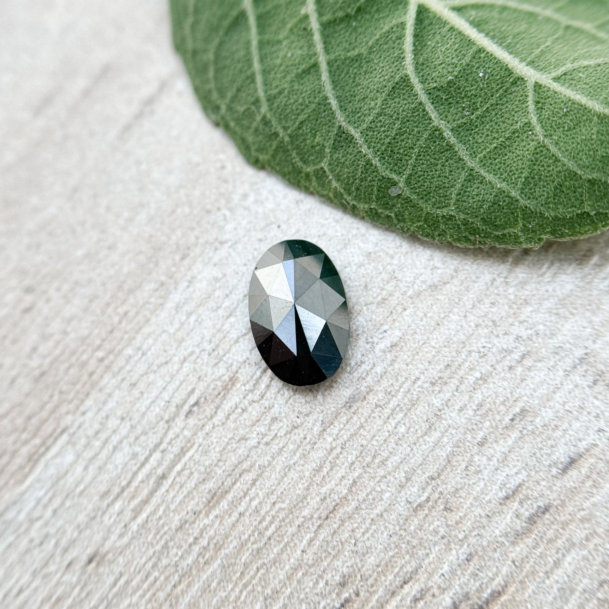 0.33 Ct Oval Rose Cut Black Natural Salt and Pepper Diamond