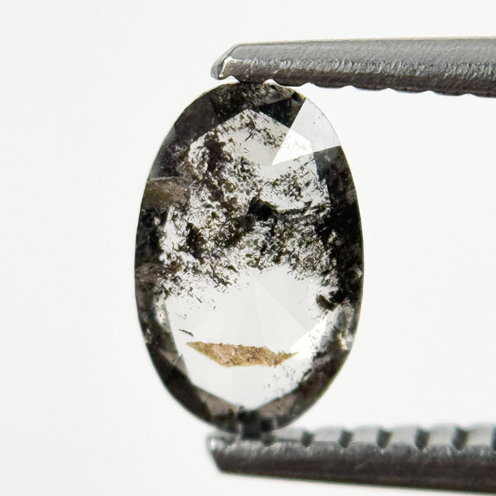 0.58 Ct Oval Rose Cut Grey Natural Salt and Pepper Diamond
