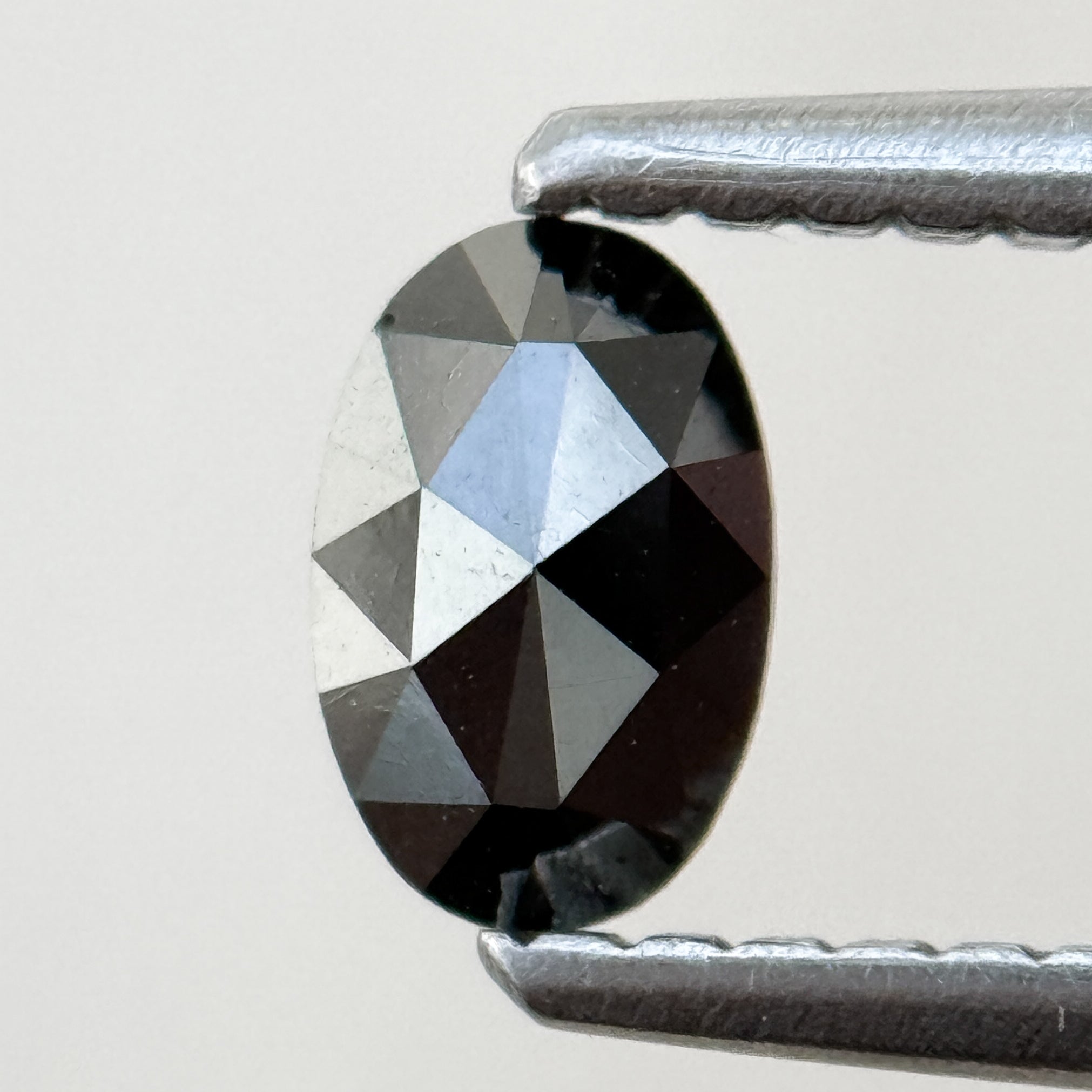 1 Ct Oval Rose Cut Black Natural Minimalist Diamond
