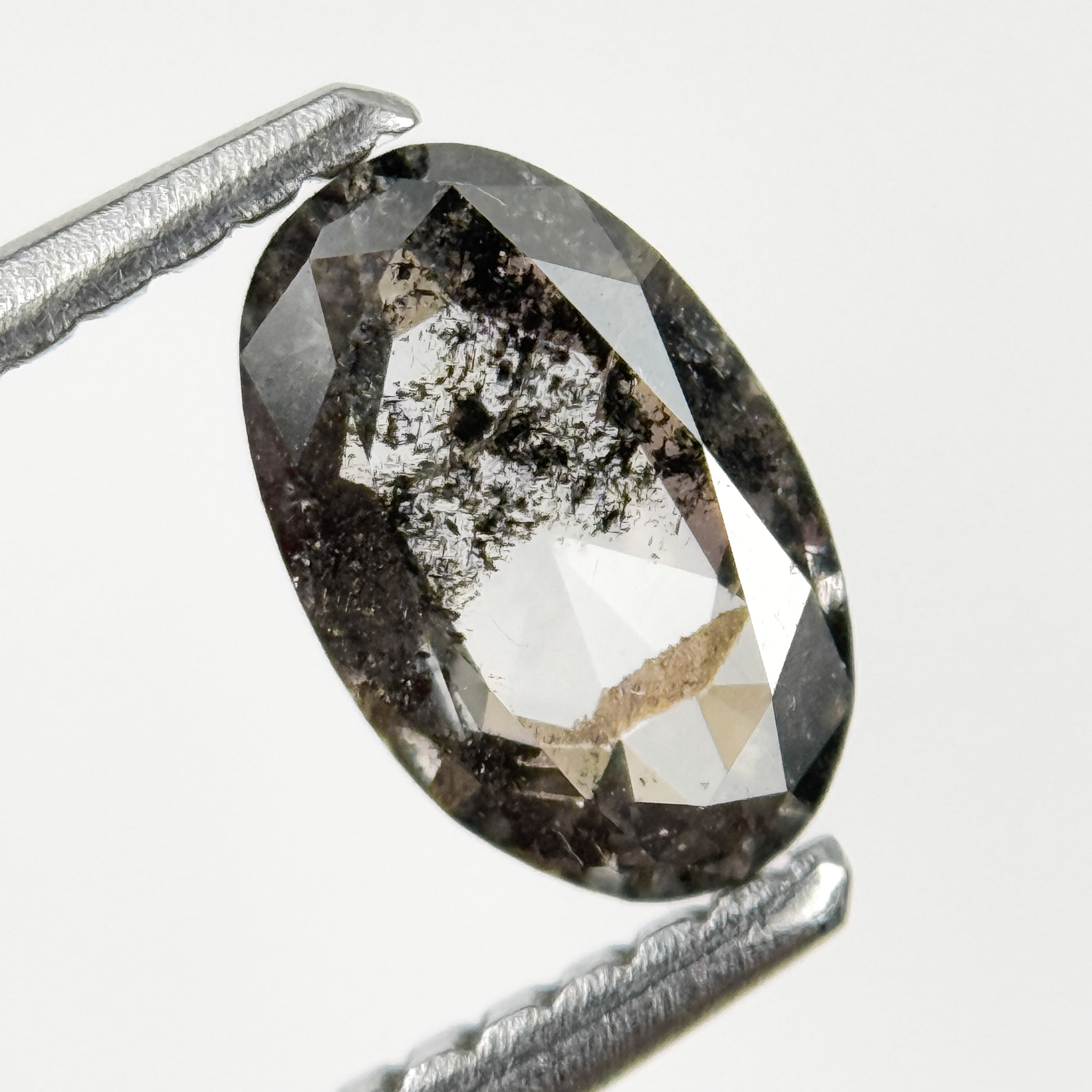 0.58 Ct Oval Rose Cut Grey Natural Salt and Pepper Diamond