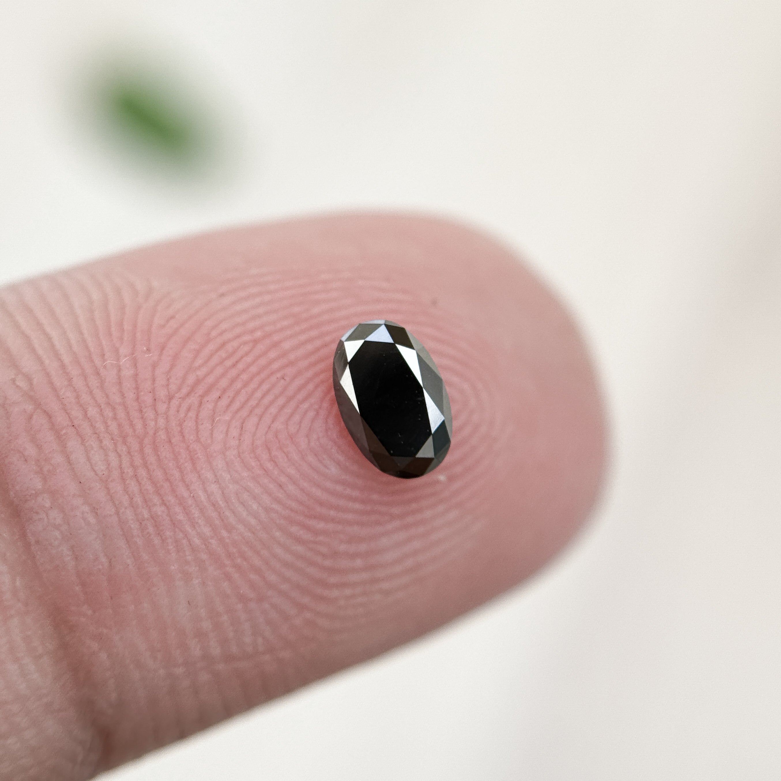 1 Ct Oval Rose Cut Black Natural Minimalist Diamond