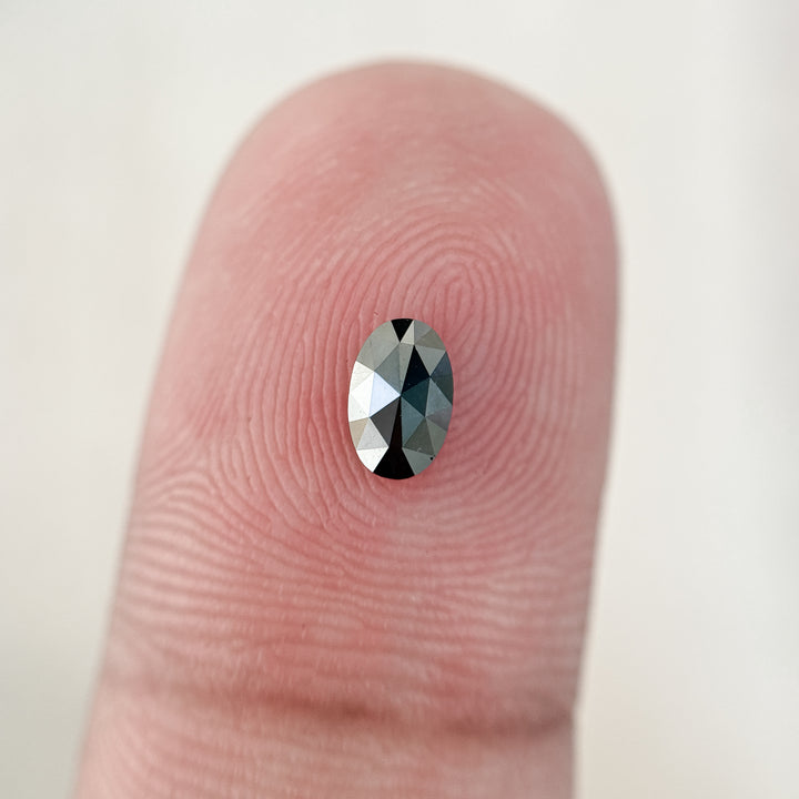 0.33 Ct Oval Rose Cut Black Natural Salt and Pepper Diamond