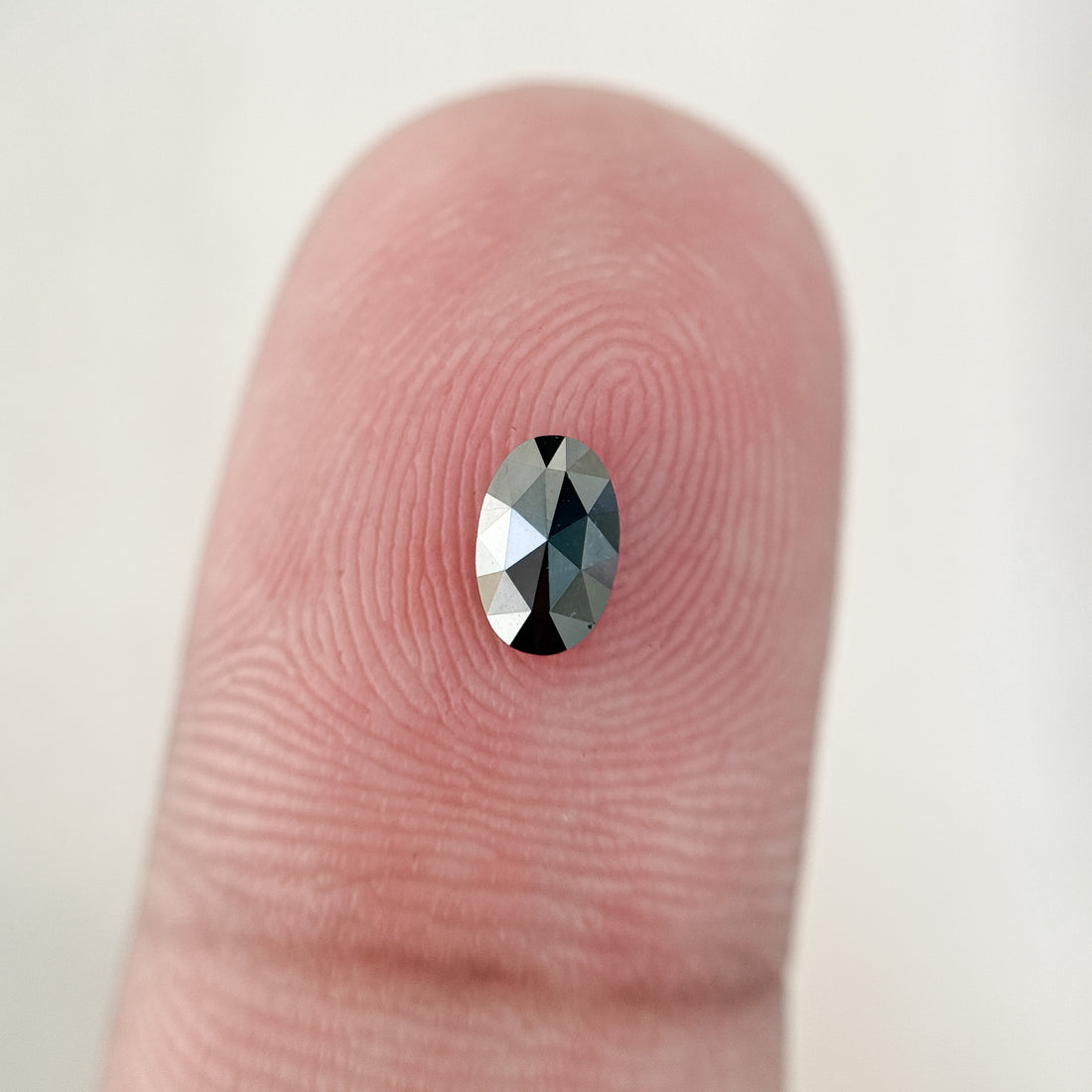 1 Ct Oval Rose Cut Black Natural Minimalist Diamond