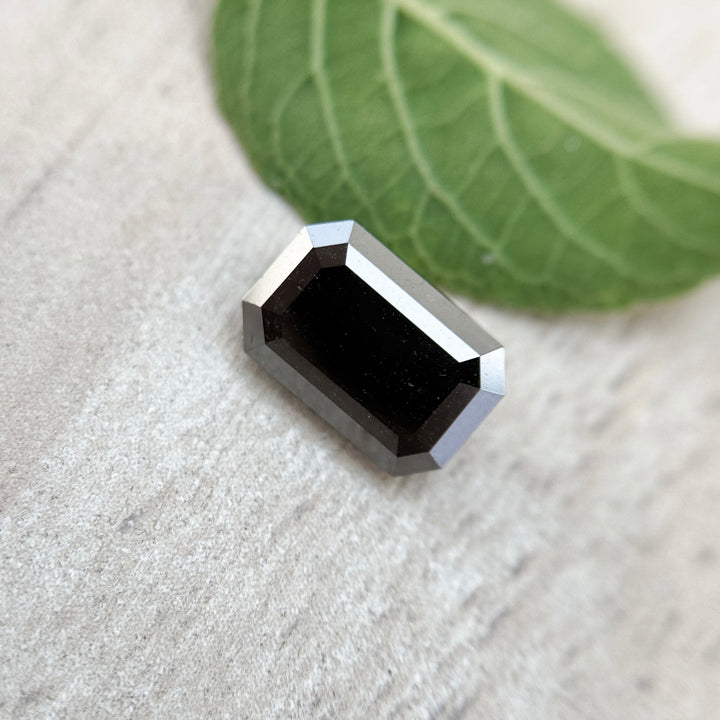 2.24 Ct Emerald Rose Cut Black Natural Salt and Pepper Diamond