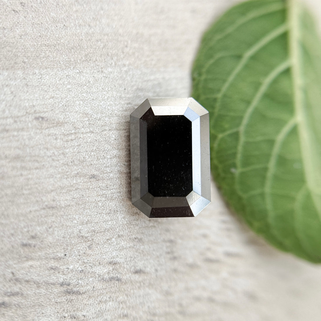 2.24 Ct Emerald Rose Cut Black Natural Salt and Pepper Diamond
