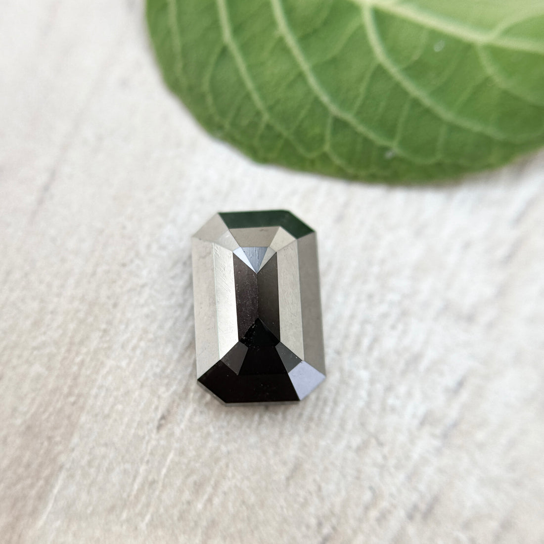 2.24 Ct Emerald Rose Cut Black Natural Salt and Pepper Diamond