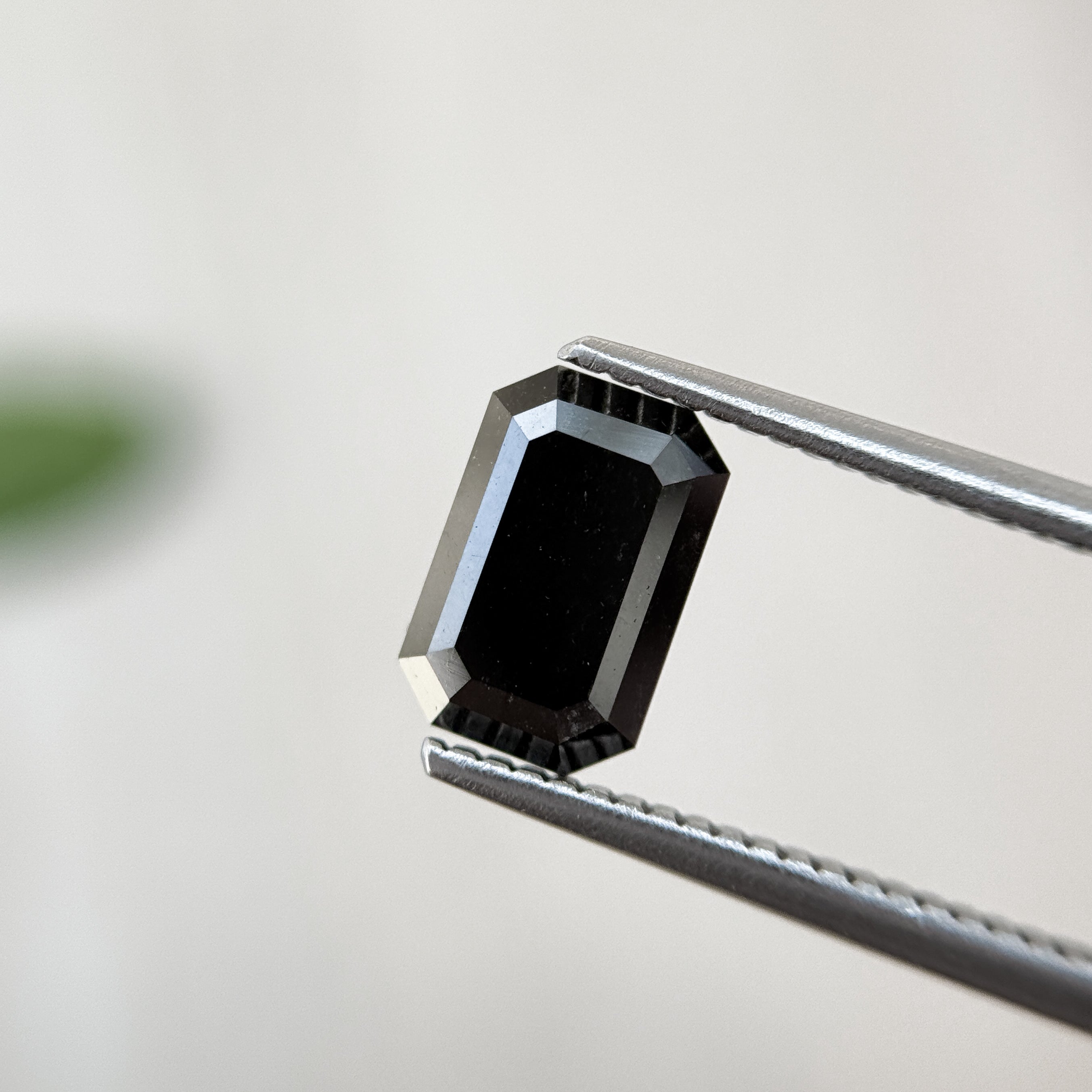 2.24 Ct Emerald Rose Cut Black Natural Salt and Pepper Diamond
