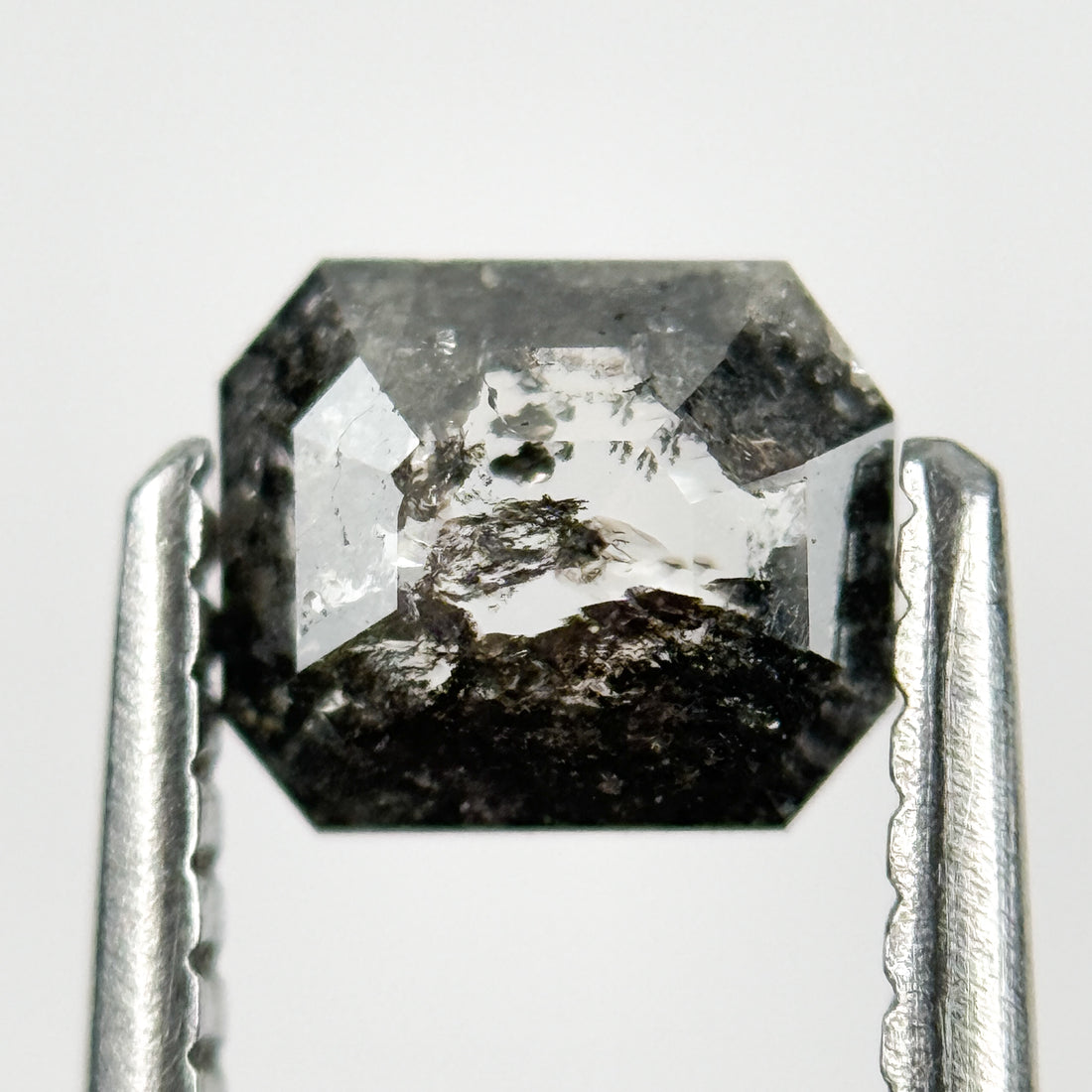 0.74 Ct Emerald Rose Cut Grey Natural Salt and Pepper Diamond