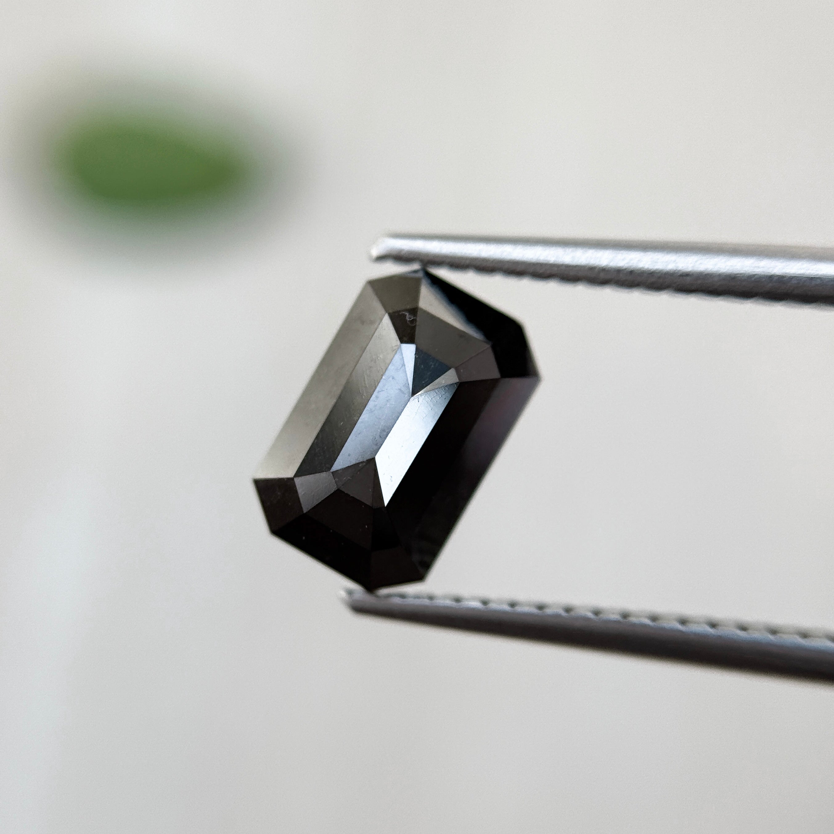 2.24 Ct Emerald Rose Cut Black Natural Salt and Pepper Diamond