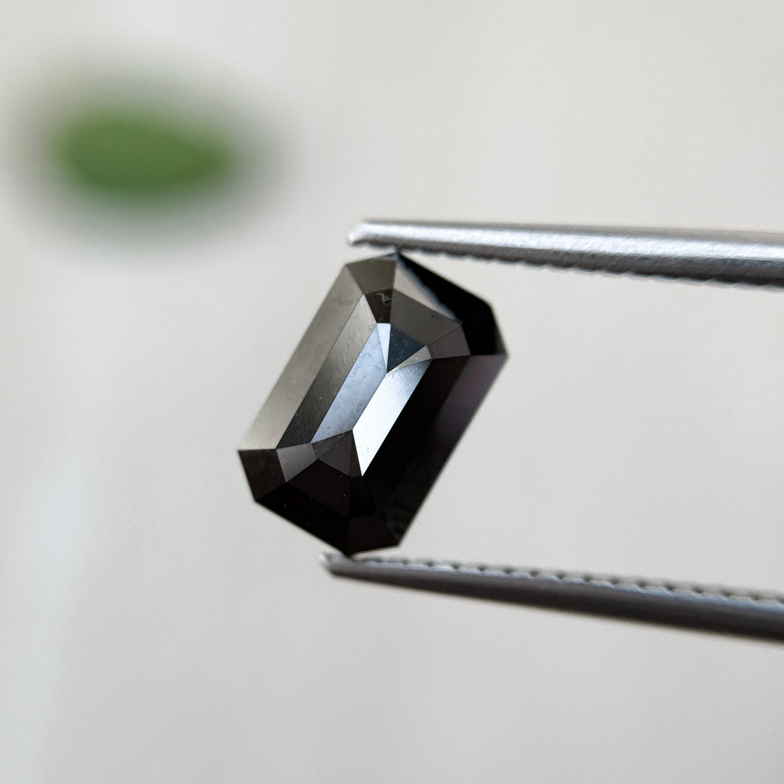 2.24 Ct Emerald Rose Cut Black Natural Salt and Pepper Diamond