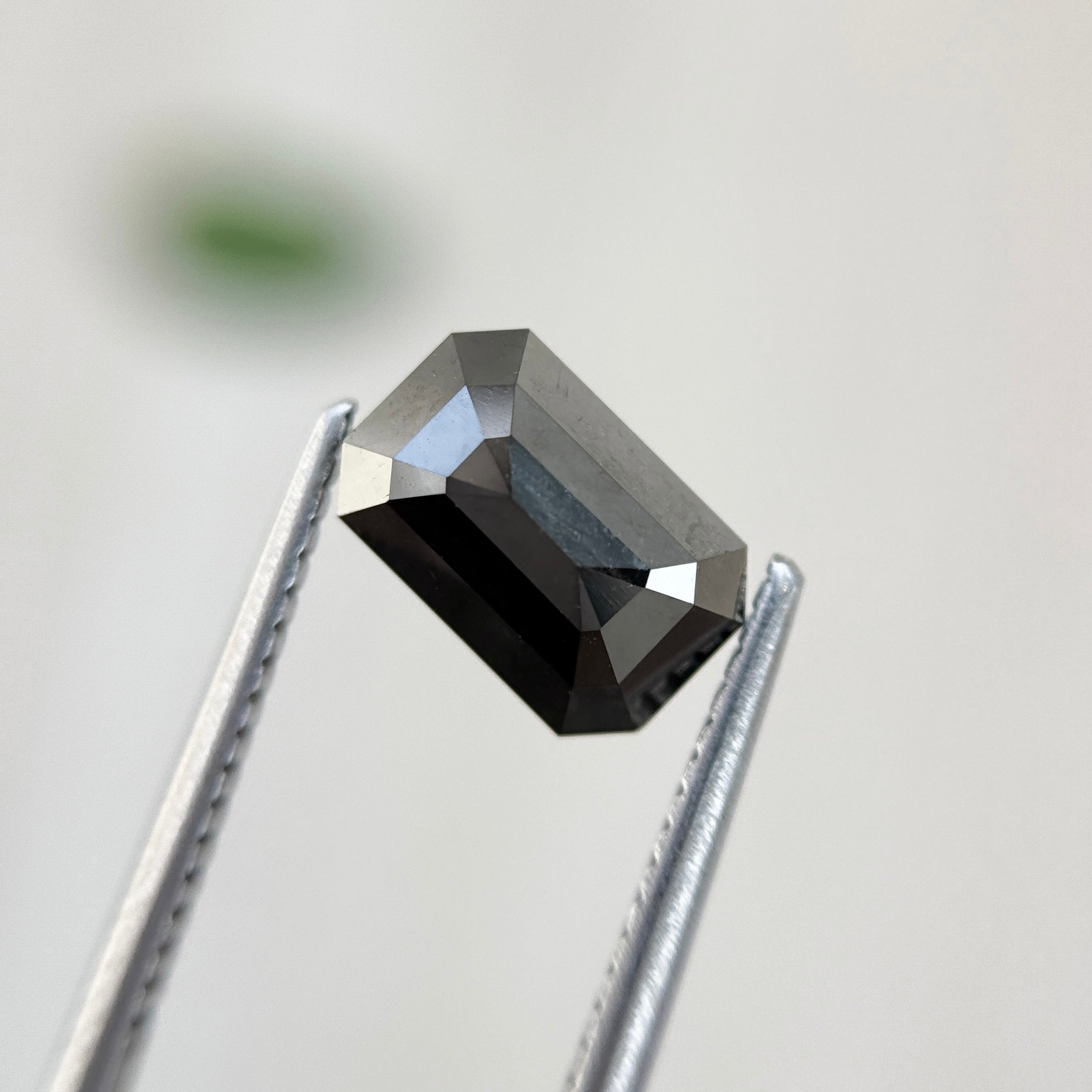 2.24 Ct Emerald Rose Cut Black Natural Salt and Pepper Diamond