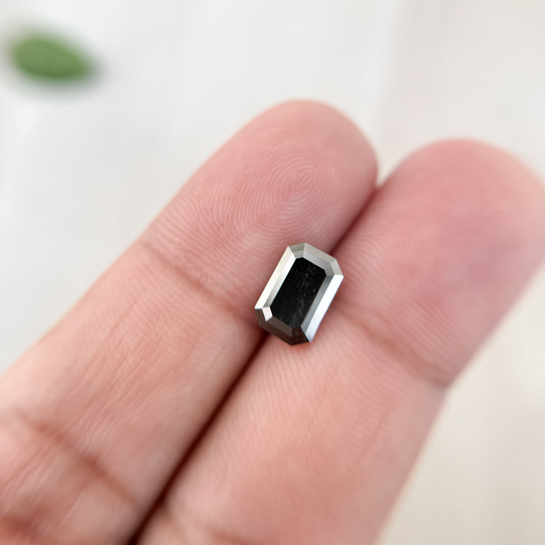 2.24 Ct Emerald Rose Cut Black Natural Salt and Pepper Diamond