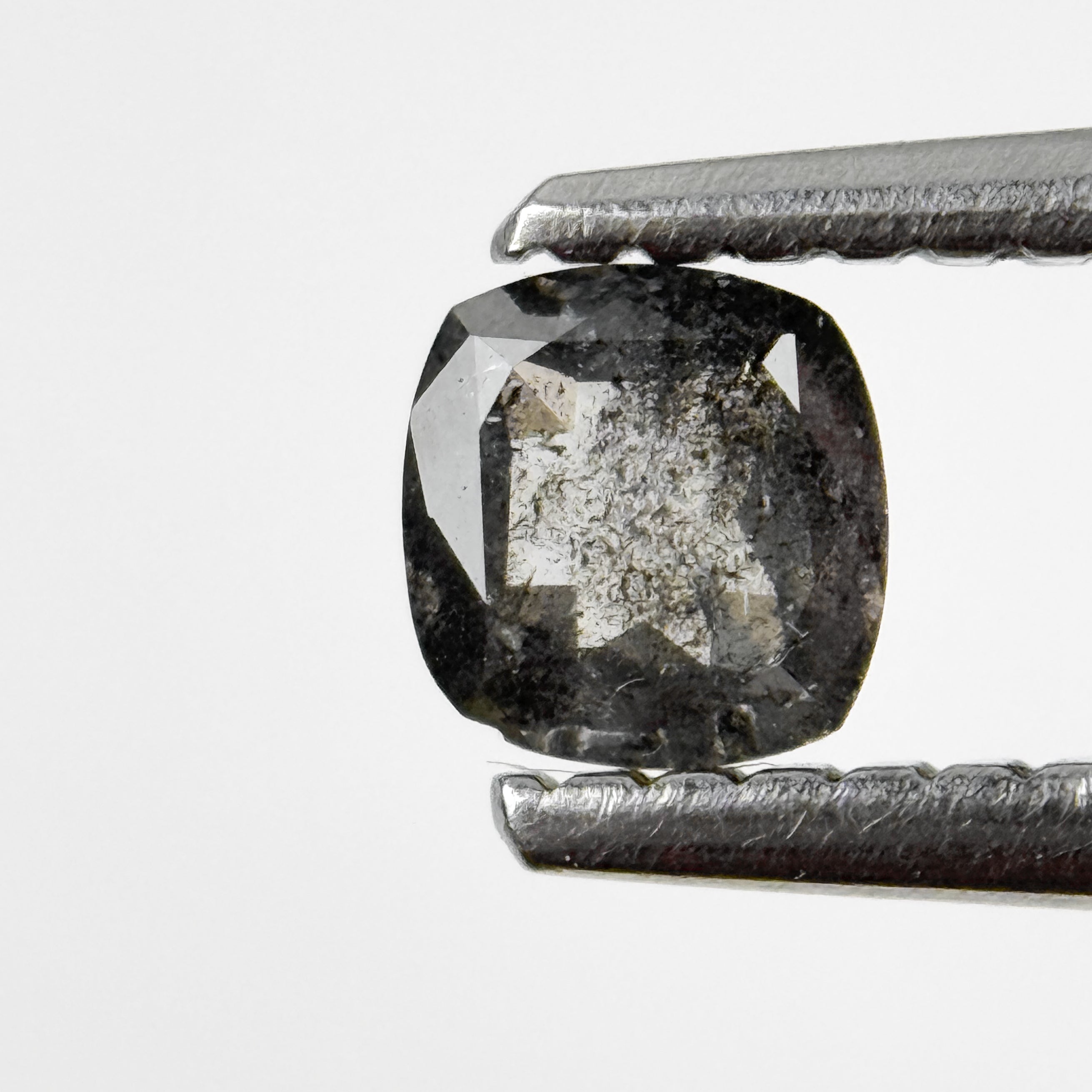 0.37 Ct Cushion Rose Cut Grey Natural Salt and Pepper Diamond